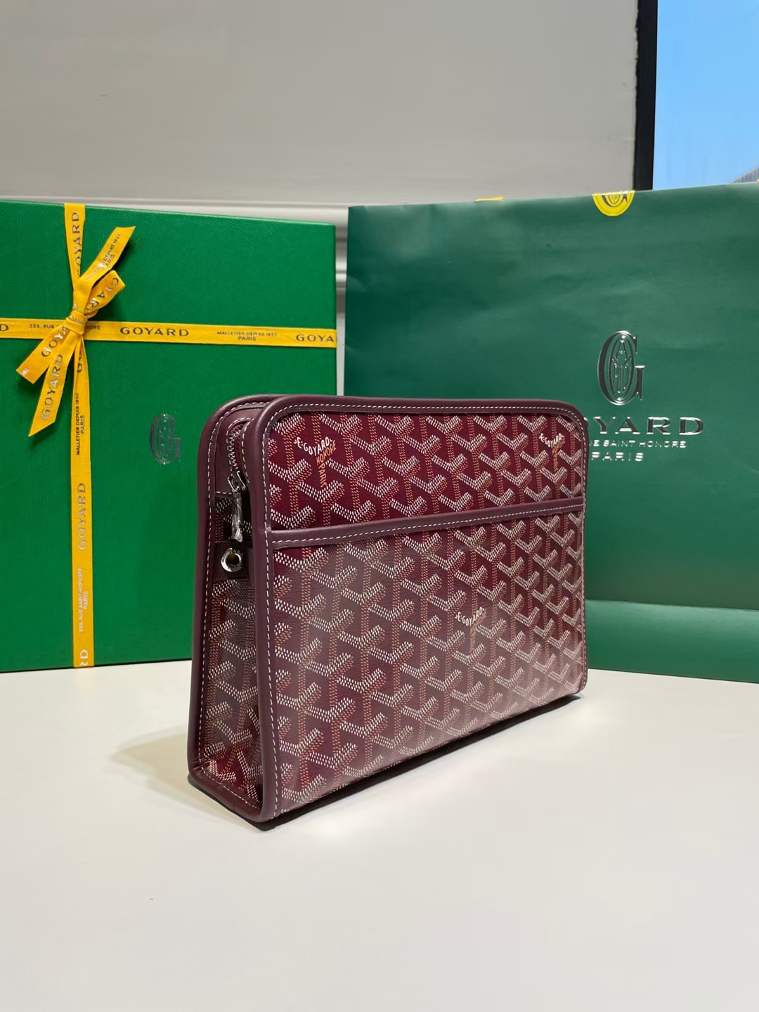 GOYARD Goyardine Jouvence Toiletry Pouch Burgundy