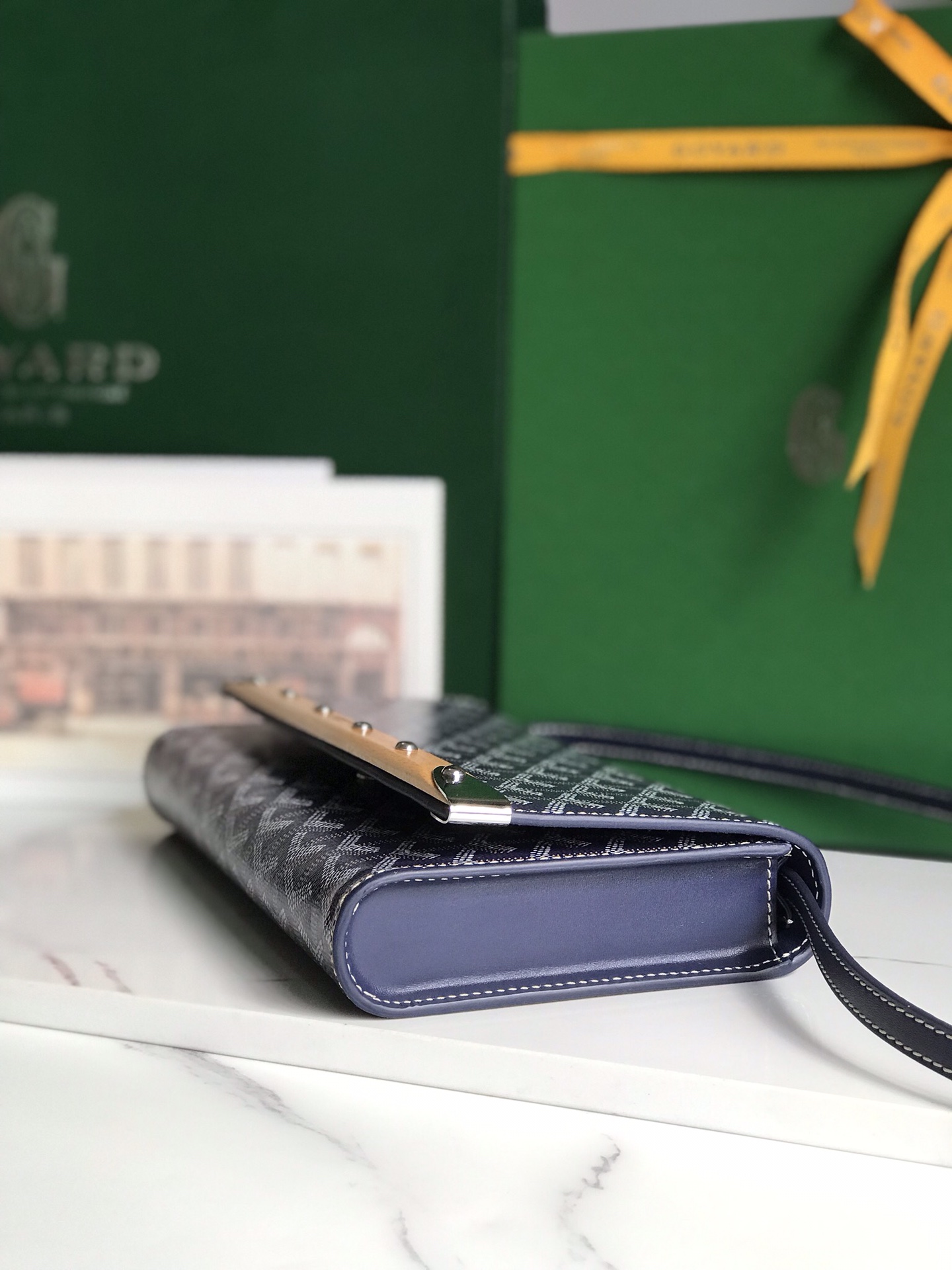 GOYARD Goyardine Monte Carlo Bois Clutch With Strap Black