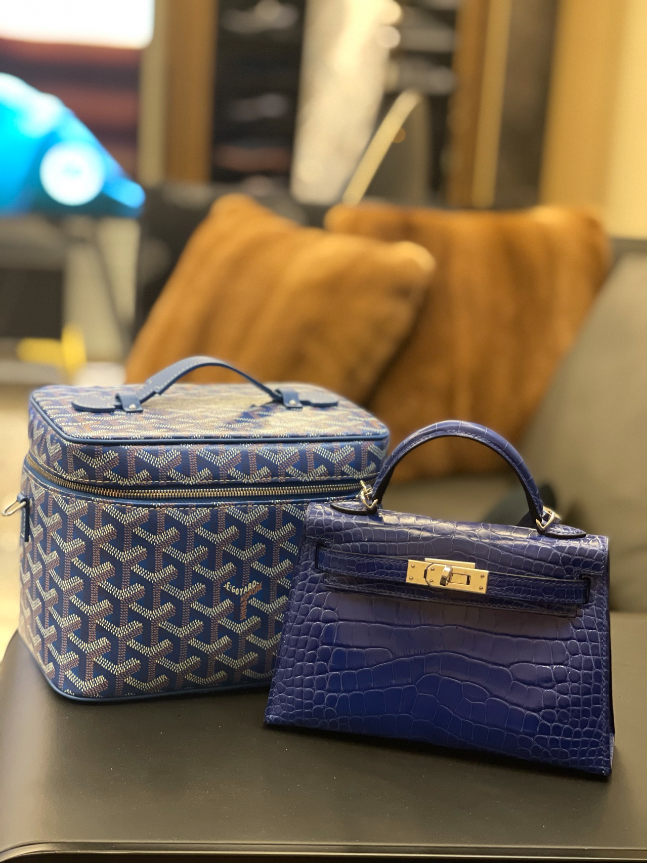 GOYARD Goyardine Muse Vanity Case blue