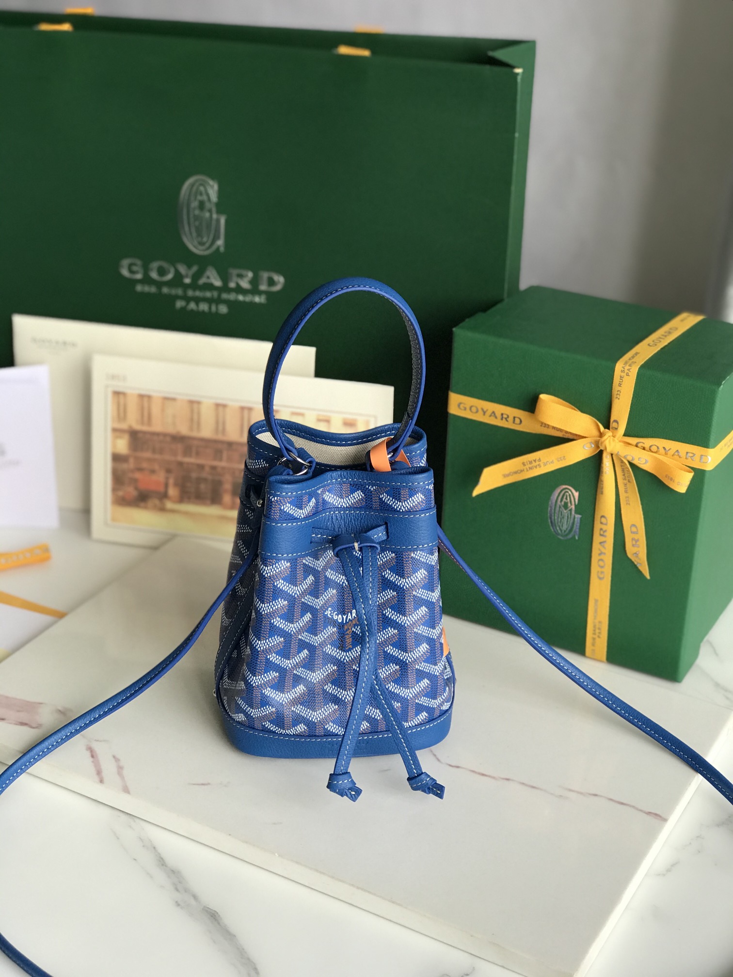 GOYARD Goyardine Petit Flot Bucket Bag PM Sky Morning