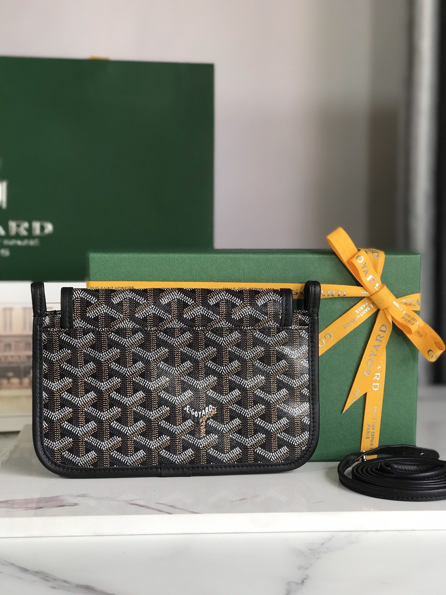 GOYARD Goyardine Plumet Wallet Clutch Black 1618002