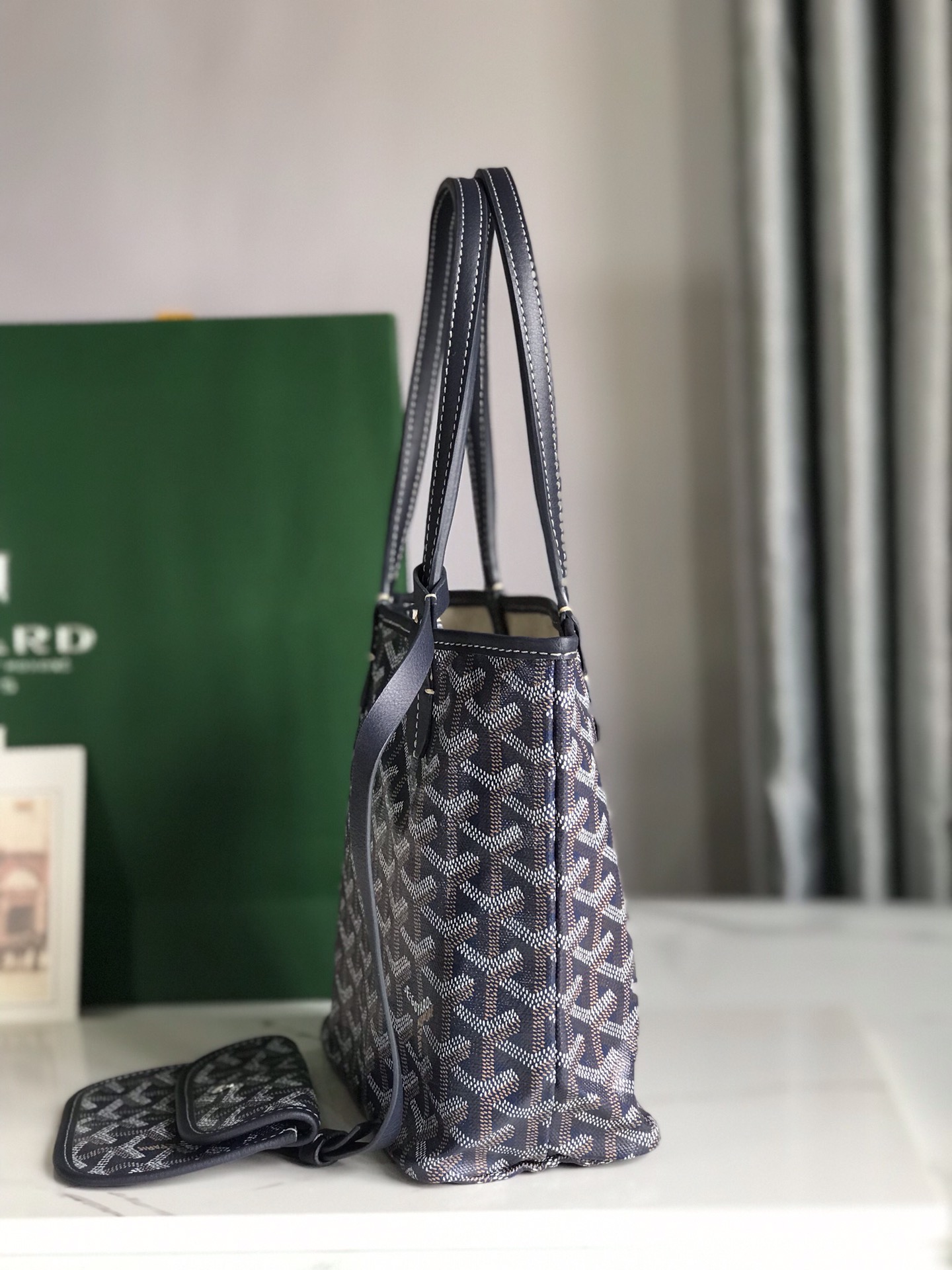 GOYARD Goyardine Reversible Mini Anjou Navy 1640367