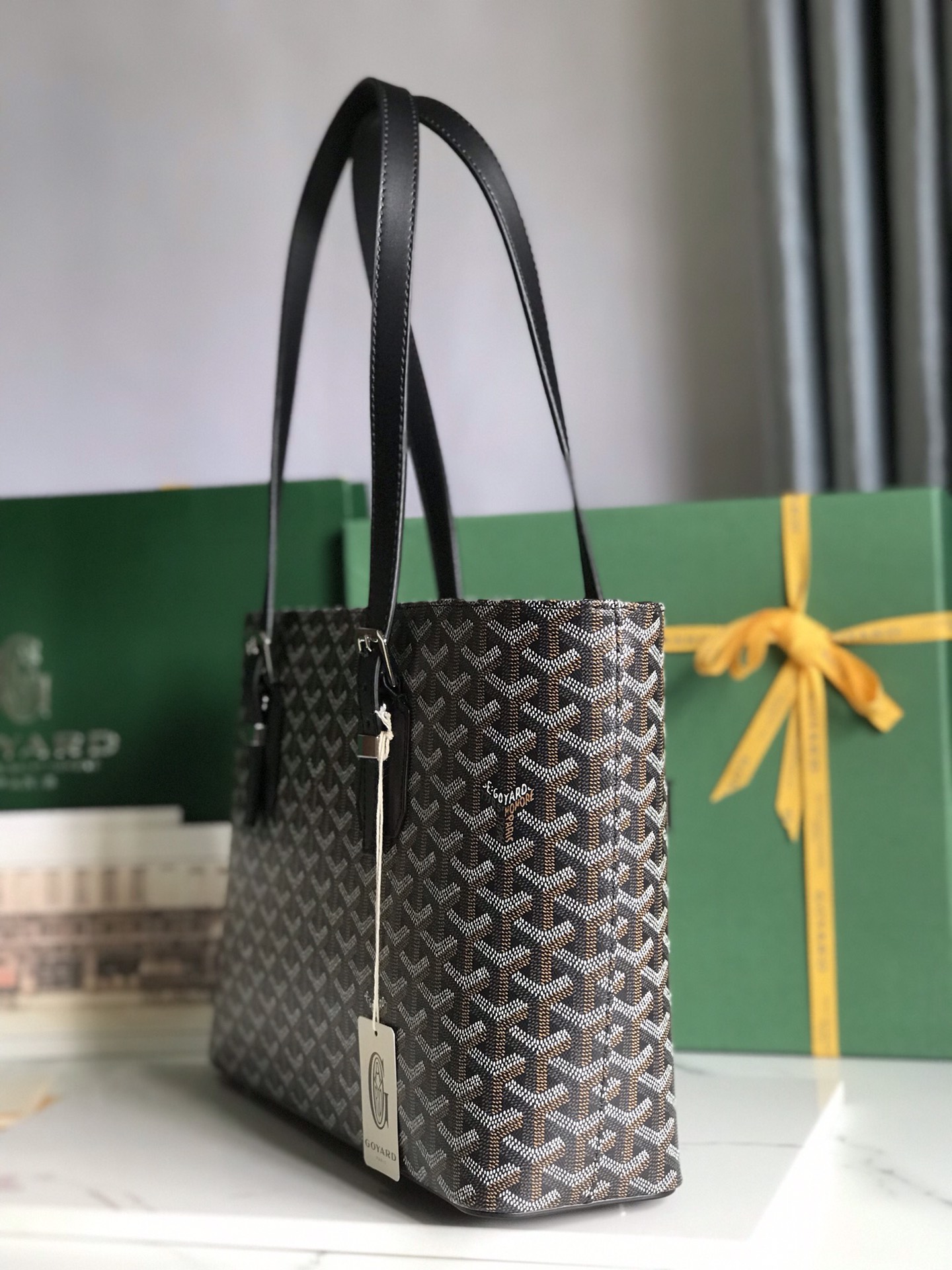 GOYARD Goyardine Sac Marie Galante MM Black 515421