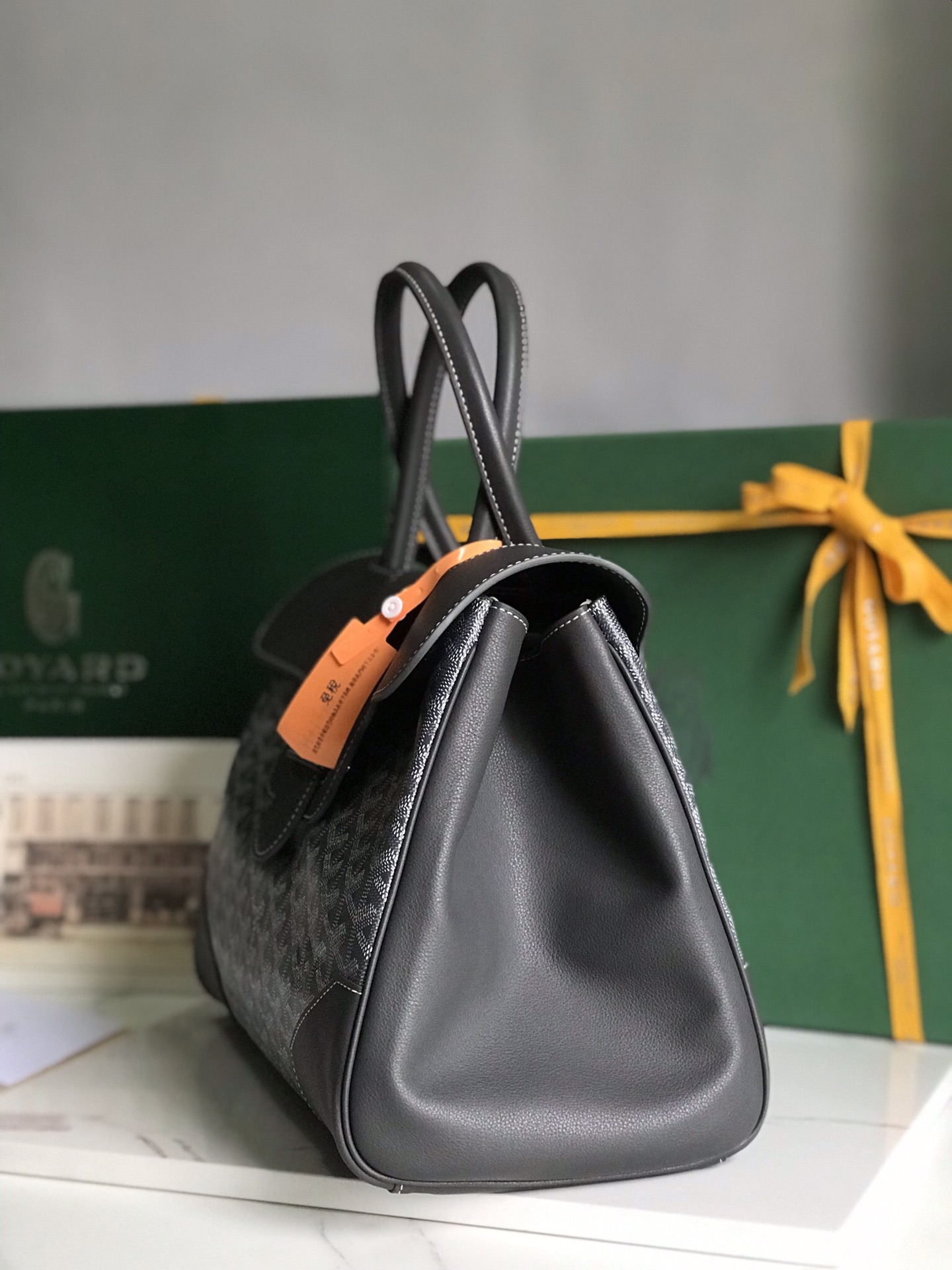 GOYARD Goyardine Saigon Tote Black  gray1670701