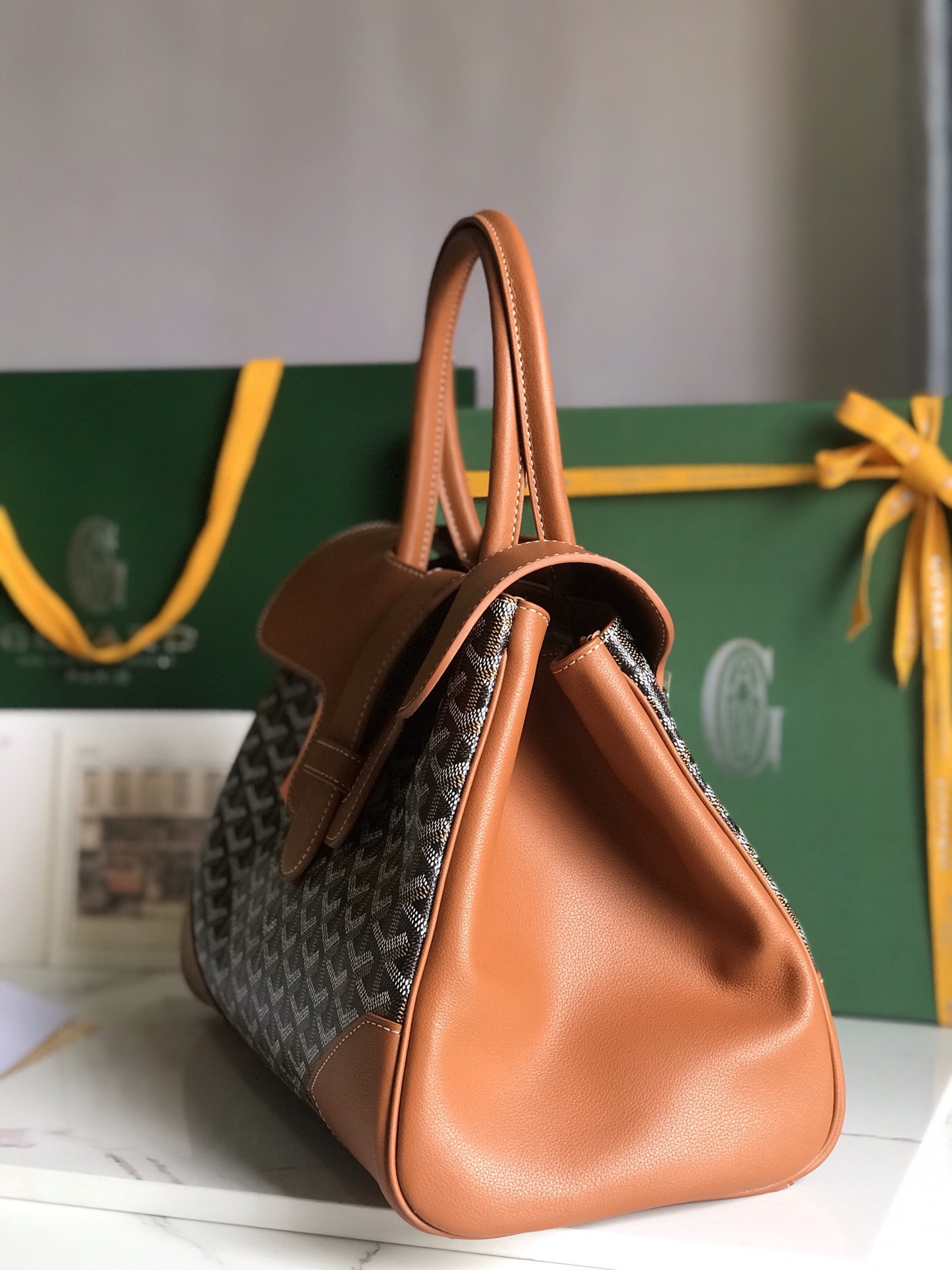 GOYARD Goyardine Saigon Tote brown1670701