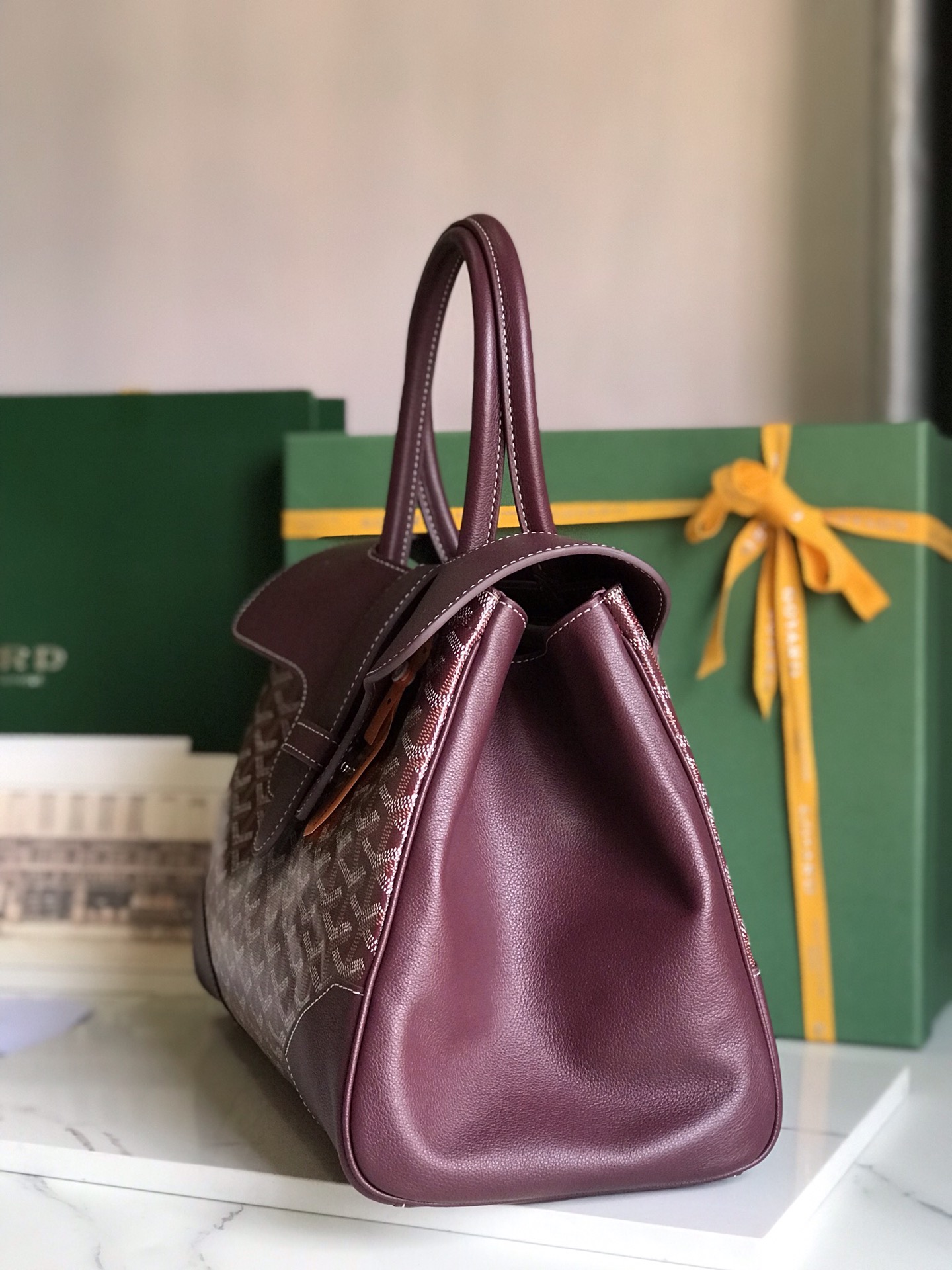 GOYARD Goyardine Saigon Tote Burgundy Goyardine Canvas ...