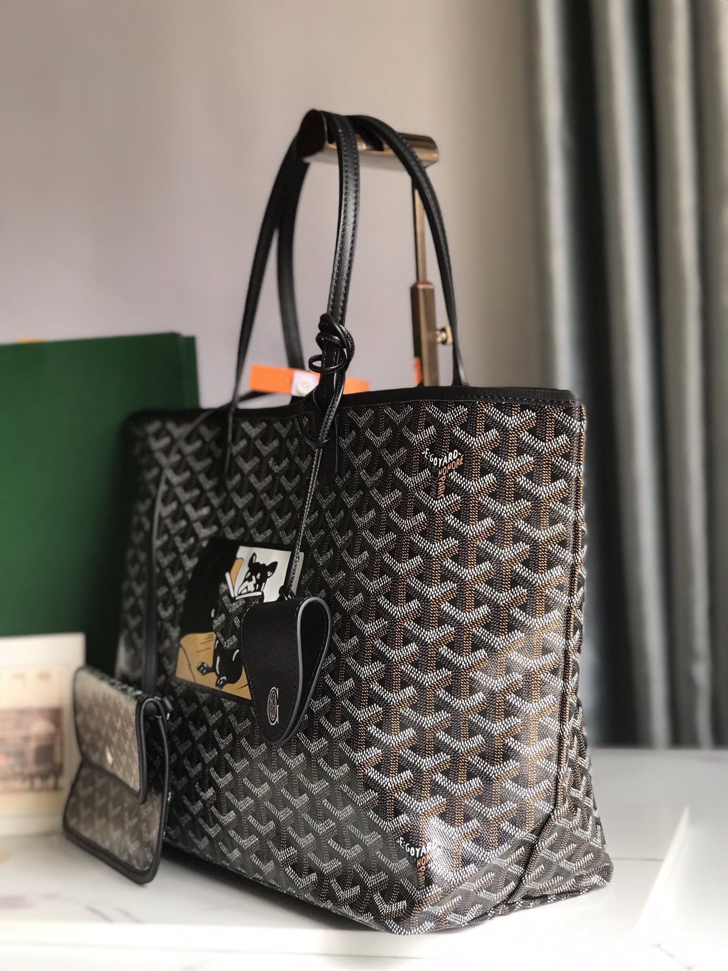 GOYARD Goyardine Saint Louis PM Black bulldog logo
