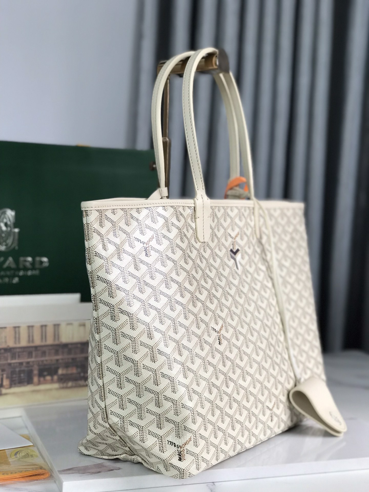 Goyard Goyardine Sand Artois PM bag white Tote Palladium Hardware