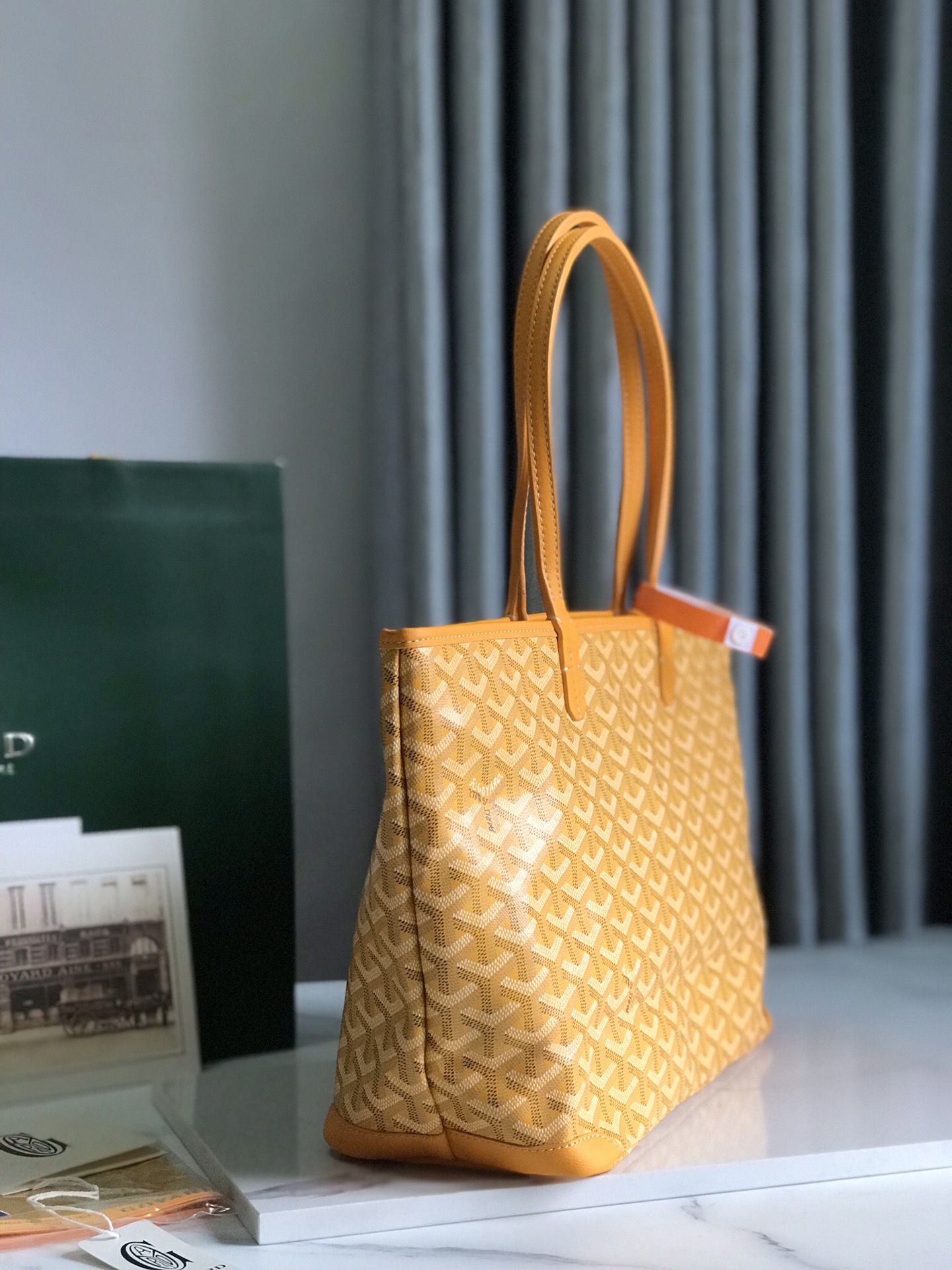 Goyard Goyardine Yellow Artois PM Tote Bag Palladium