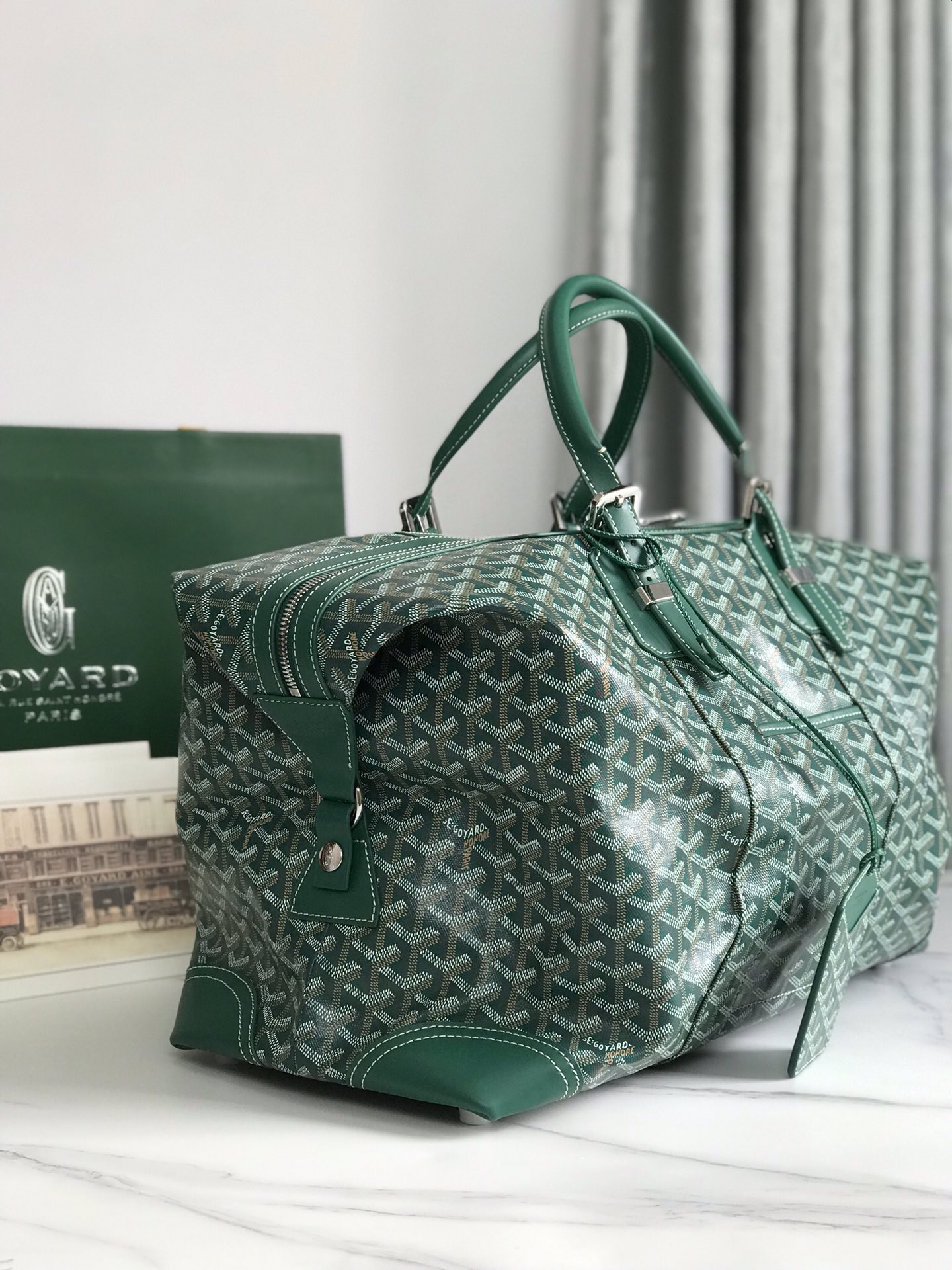 Goyard Green Goyardine Canvas Boeing 45 Cloth