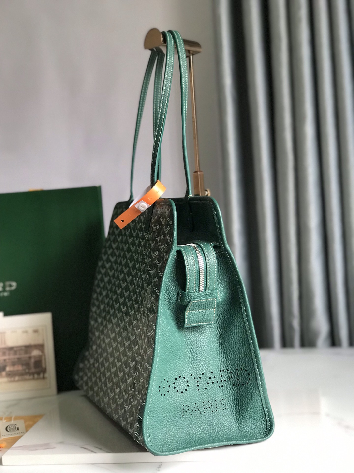 Goyard Green Goyardine Coated Canvas and Leather