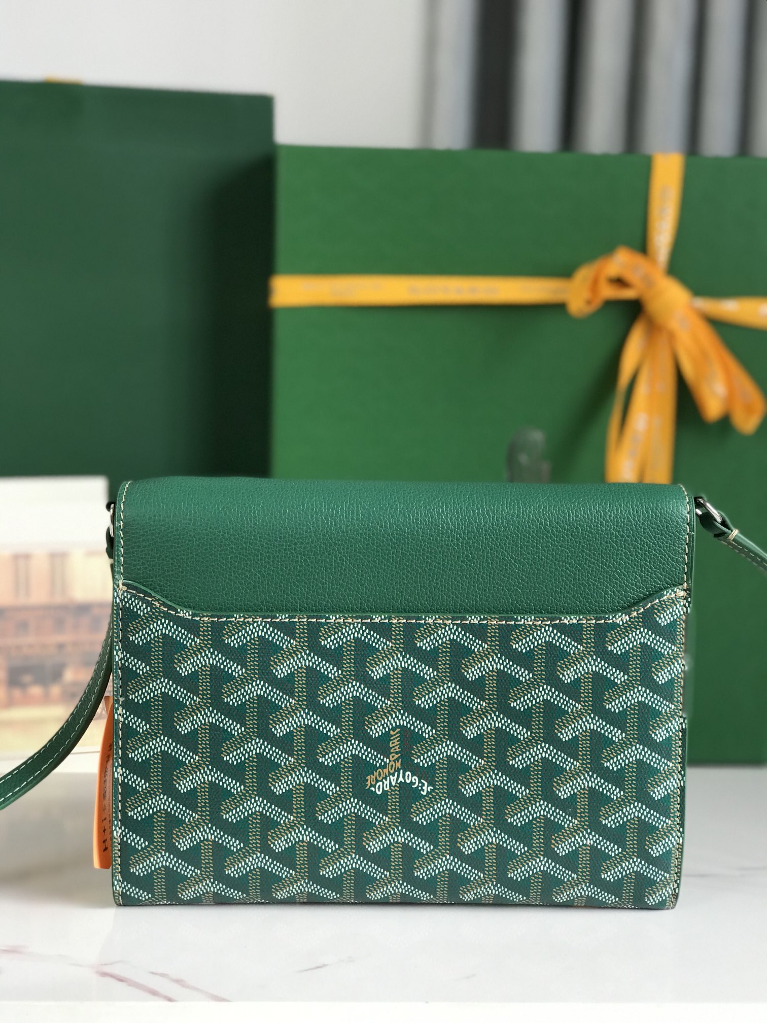 Goyard Green Goyardine Coated Canvas and Leather