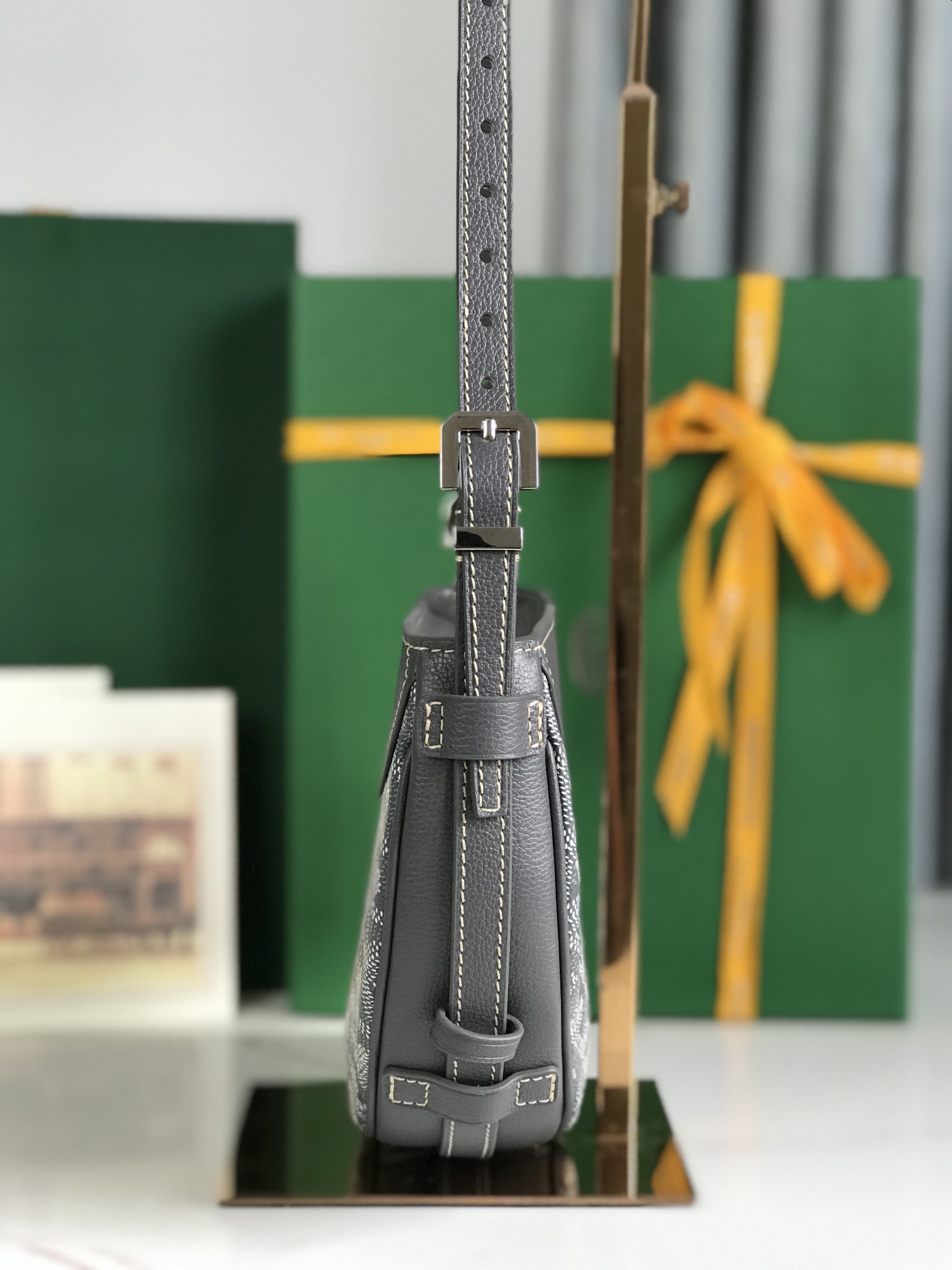 Goyard Grey Goyardine Canvas And Chevroches Calfskin