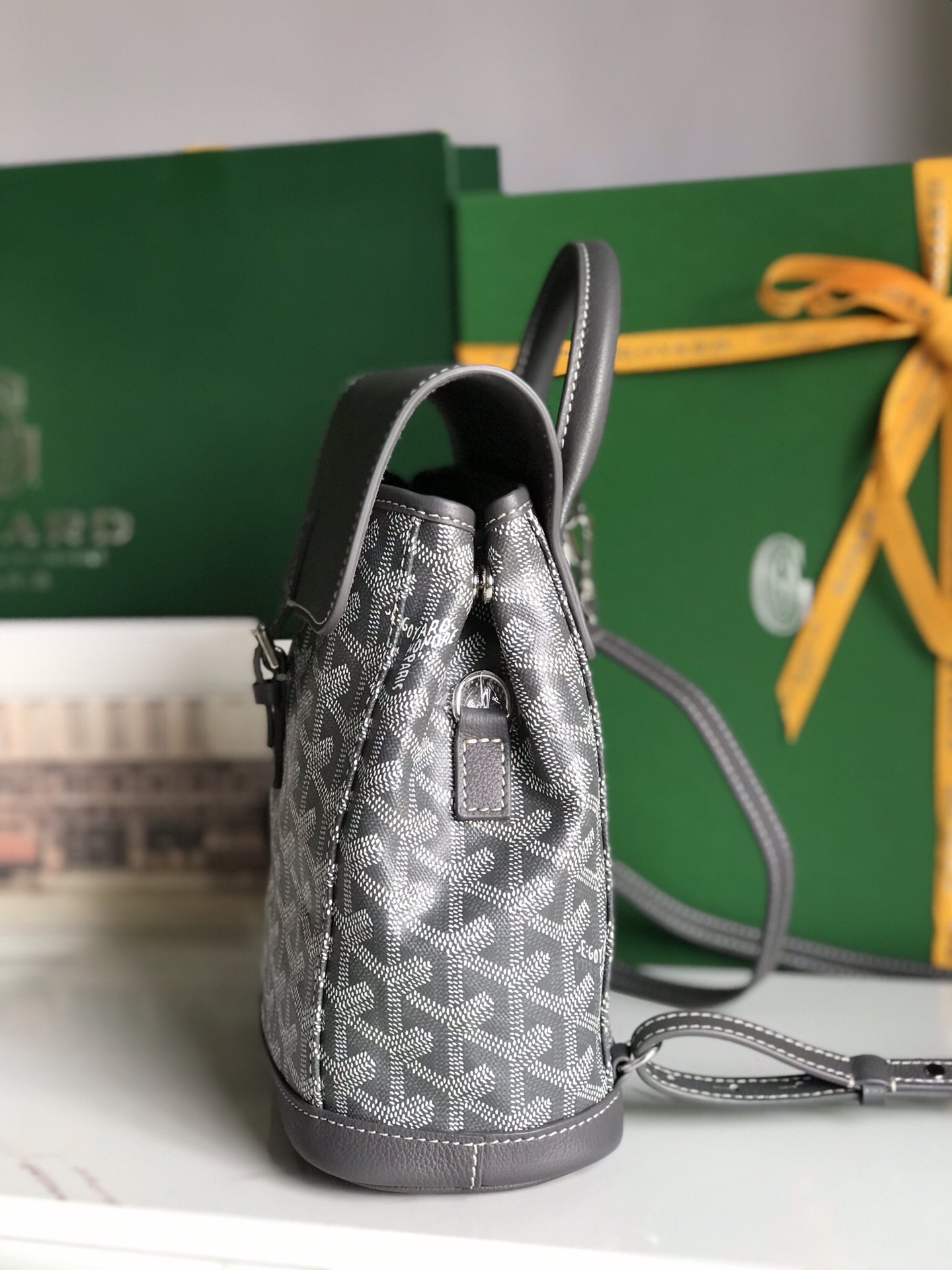 Goyard Grey Goyardine Mini Alpin Backpack Leather