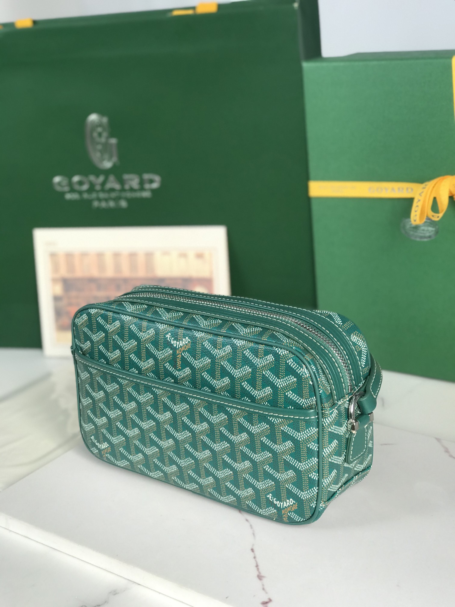 GOYARD Herringbone Cup Vert PM Shoulder Bag PVC green