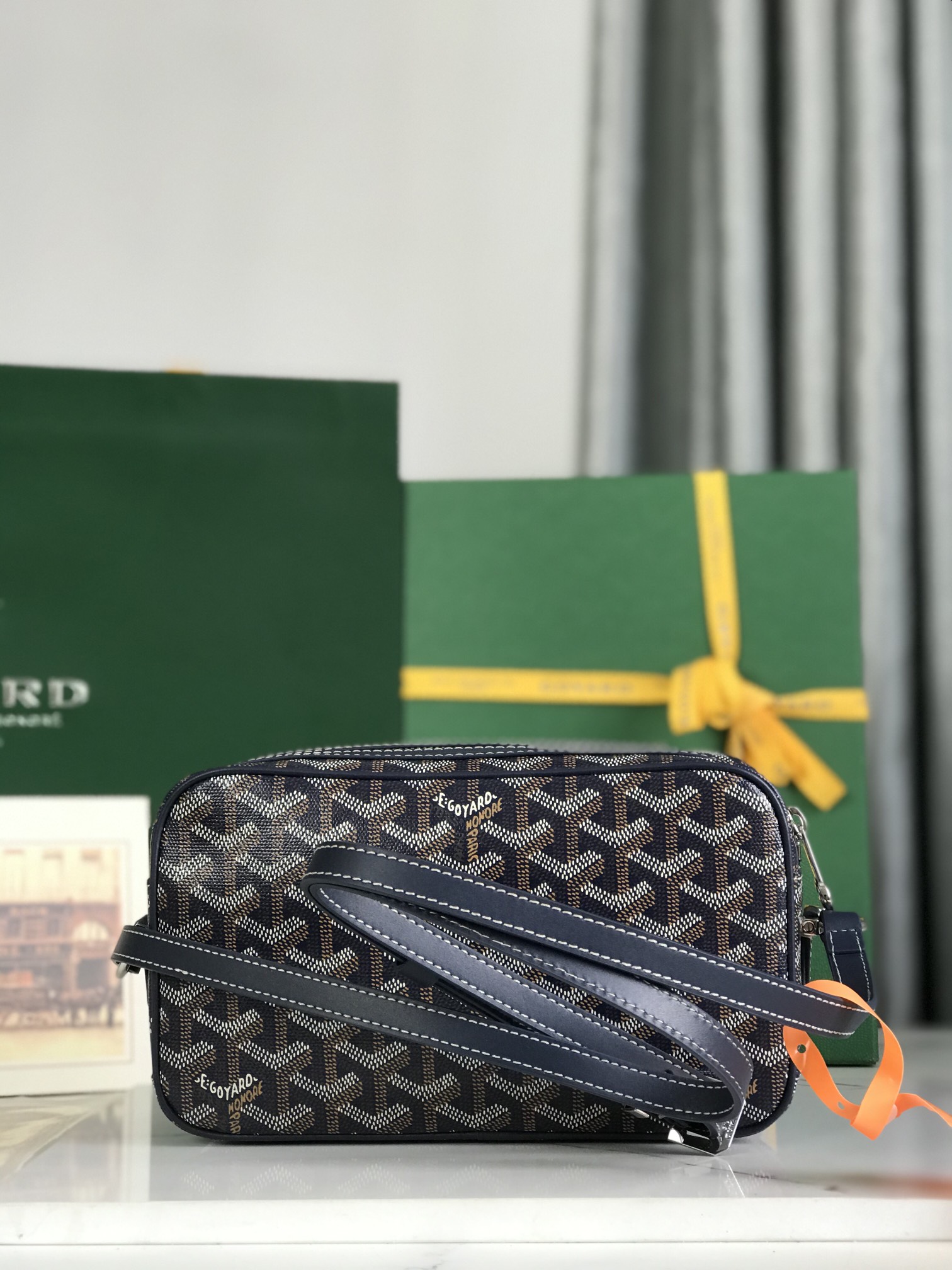 GOYARD Herringbone Cup Vert PM Shoulder Bag PVC navy