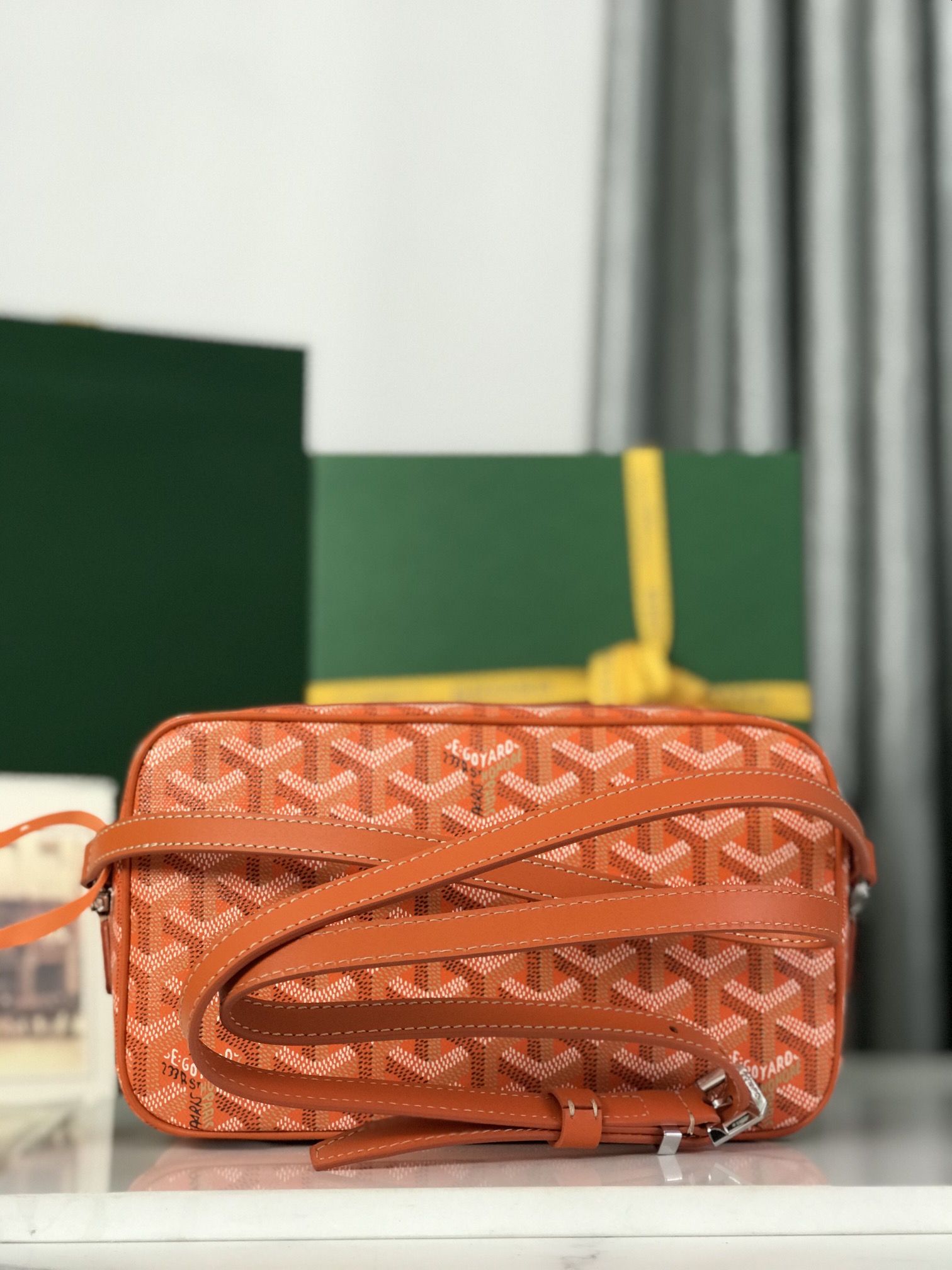 GOYARD Herringbone Cup Vert PM Shoulder Bag PVC orange