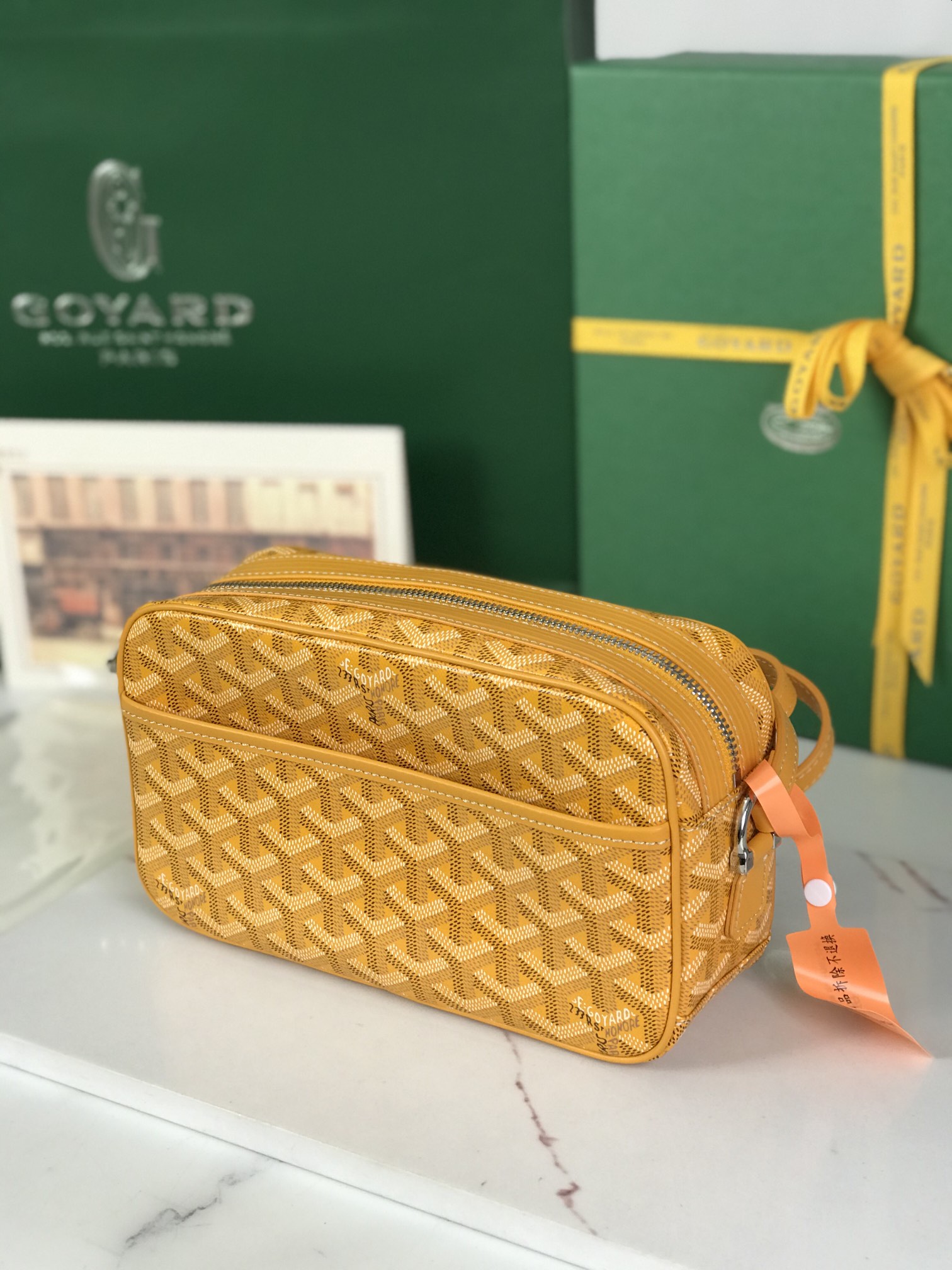 GOYARD Herringbone Cup Vert PM Shoulder Bag PVC yellow