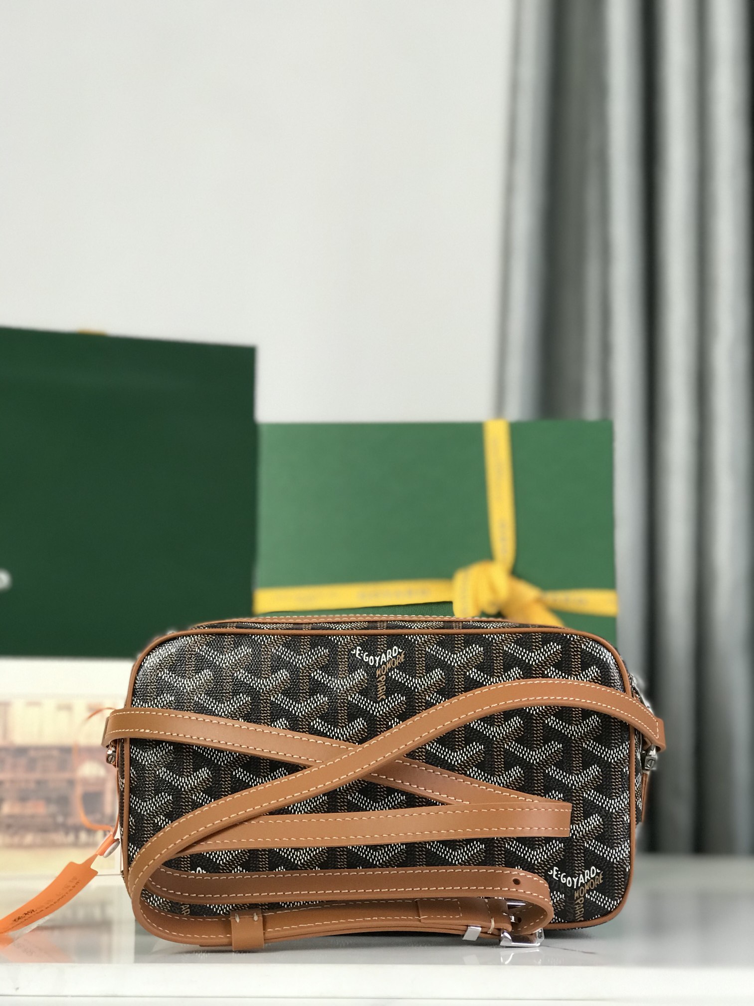 GOYARD Herringbone Cup Vert PM Shoulder Bag PVCbrown gray