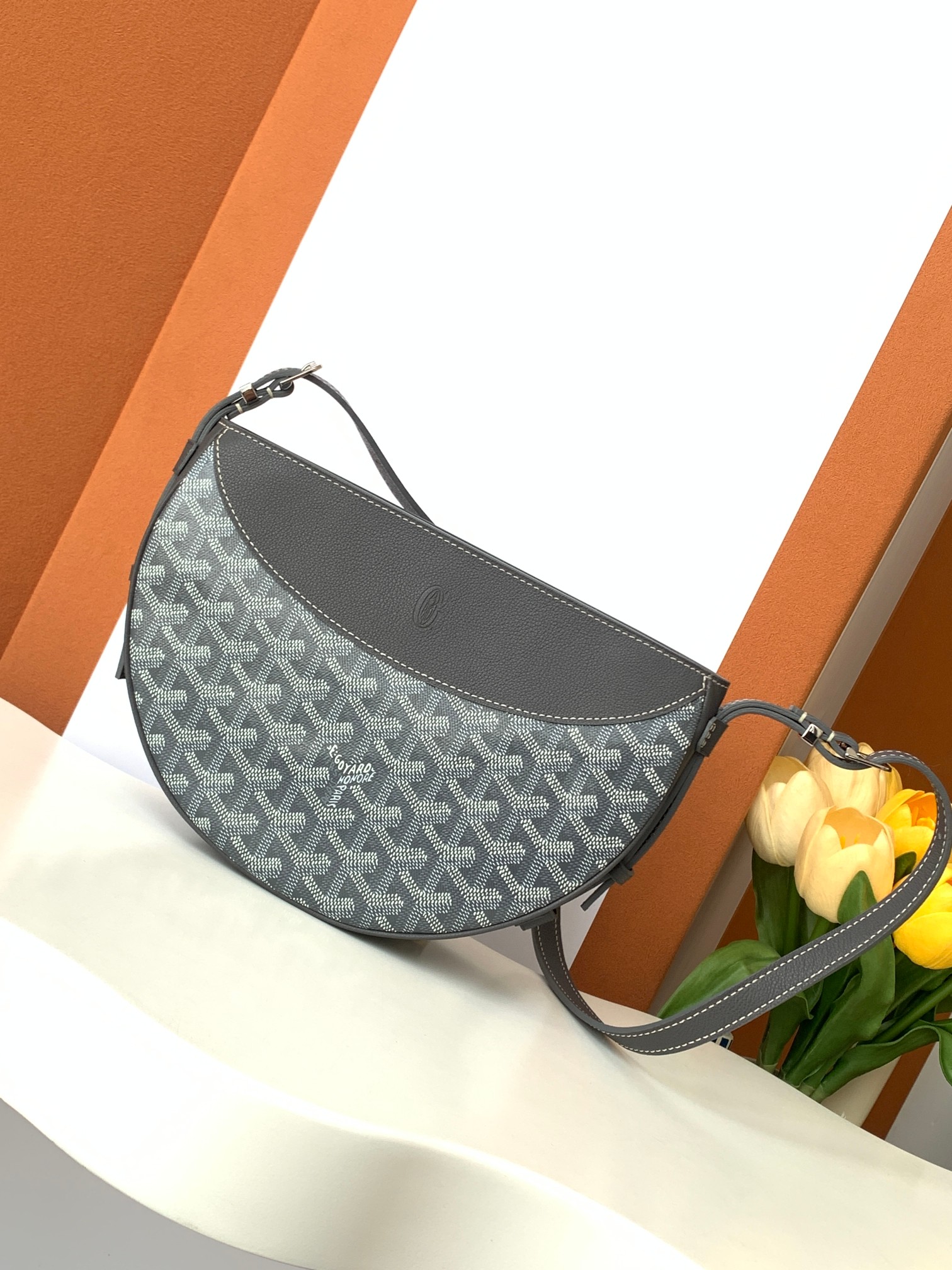Goyard Grey Half-Moon Bag