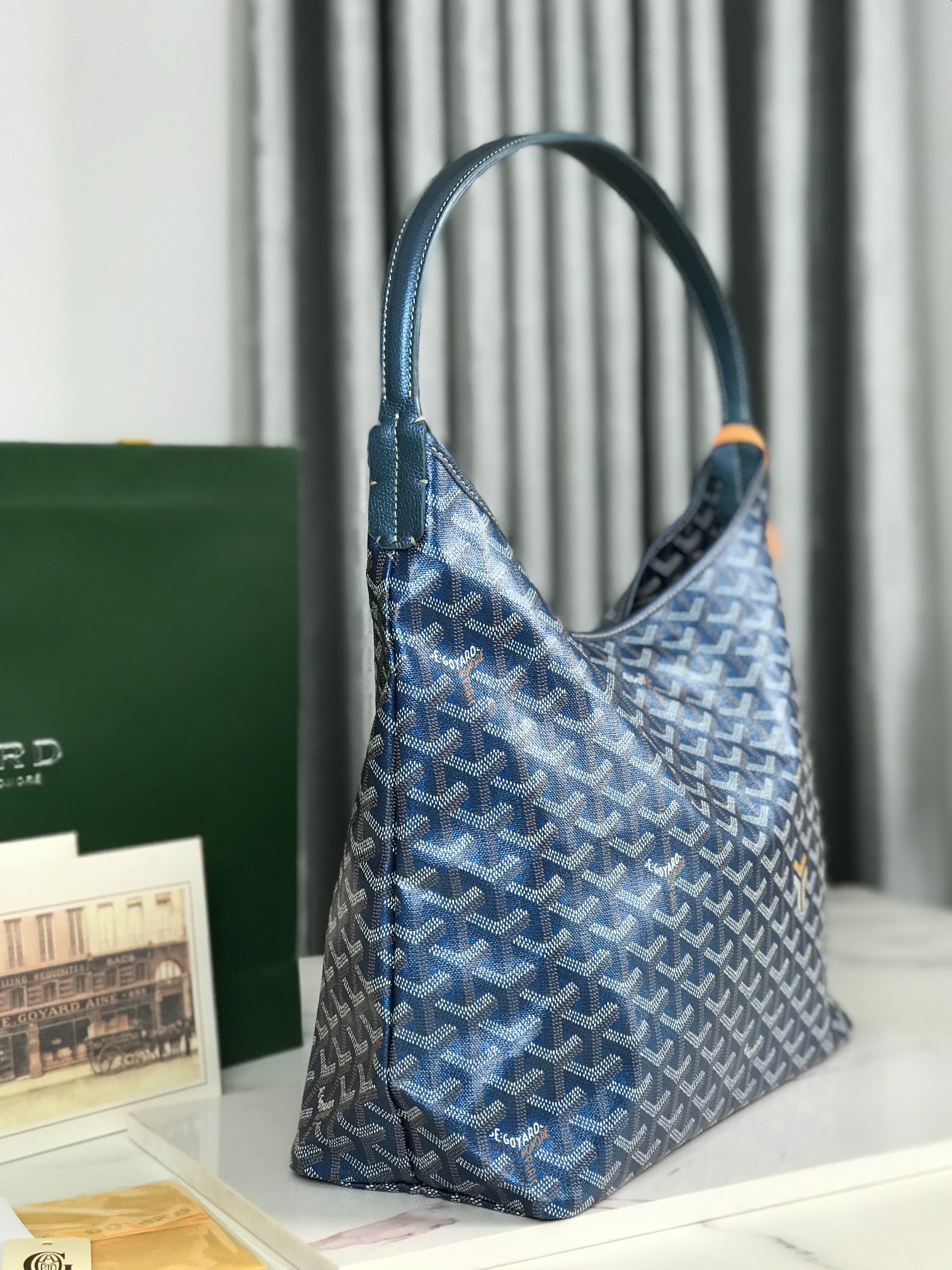 GOYARD Iridescent Goyardine Boheme Hobo Pearly Blue 1544105