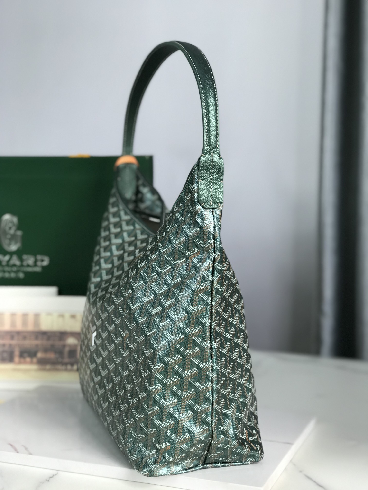GOYARD Iridescent Goyardine Boheme Hobo Pearly Green