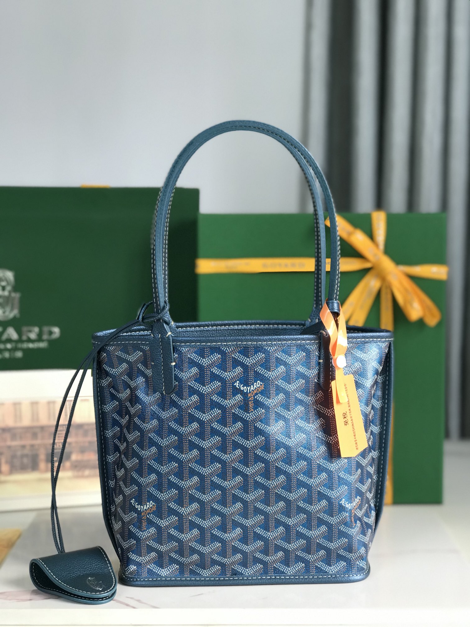 GOYARD Iridescent Goyardine Saint Louis PM Pearly Blue 1609675