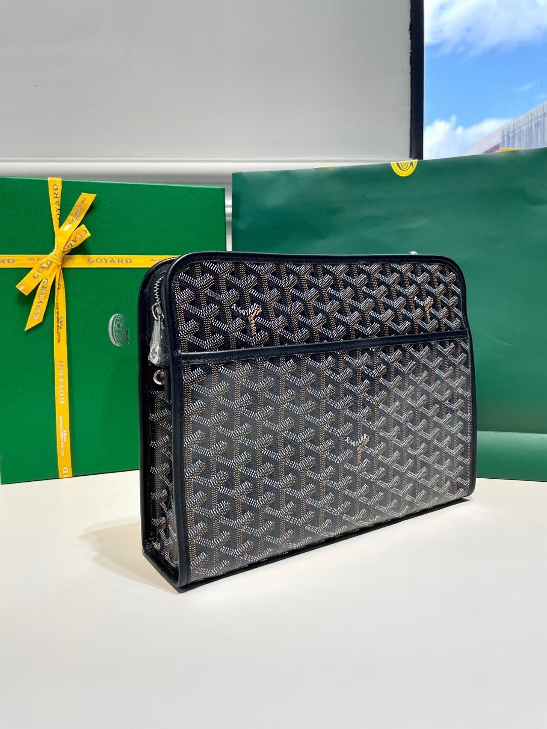 Goyard Jouvence Toiletry Pouch Goyardine GM Black in Coated