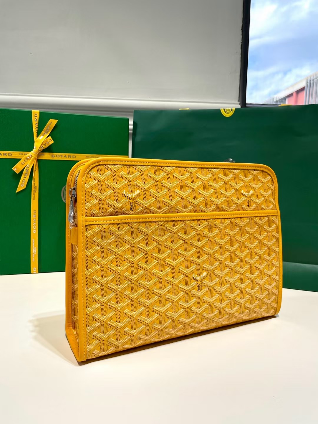 Goyard Jouvence Toiletry Pouch Goyardine GM yellow in Coated