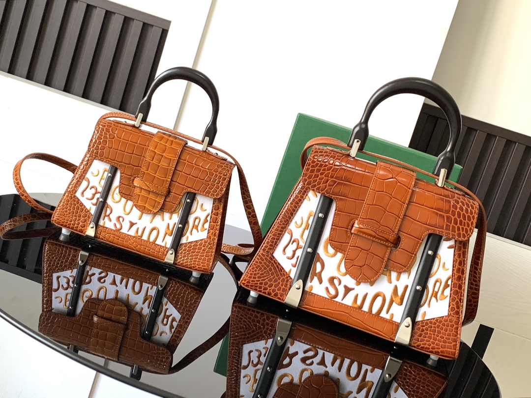 Goyard Matignon Crocodile Pattern Leather Top Handle Bag – Brown