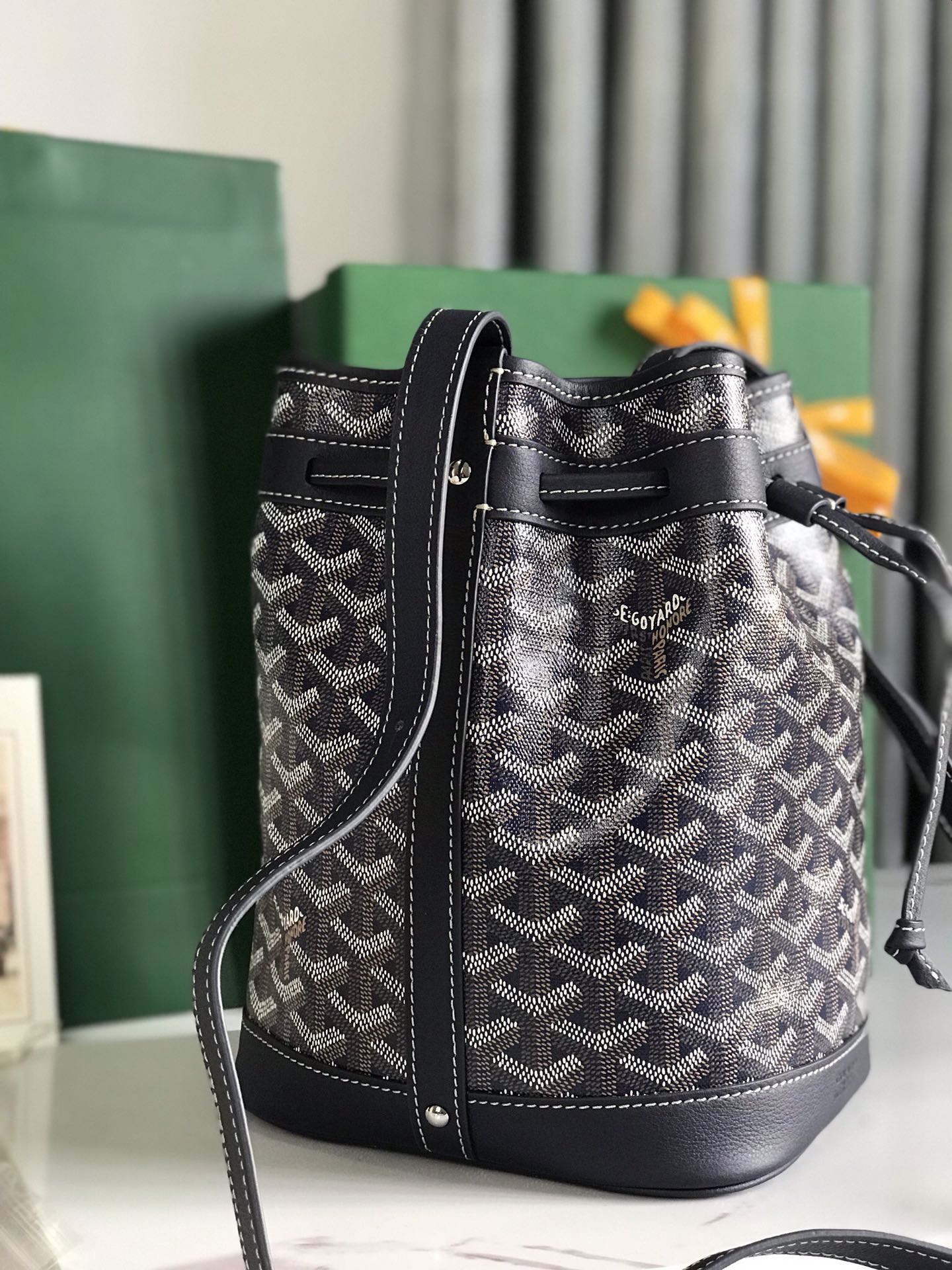 Goyard Navy Blue Goyardine Coated Canvas and Leather ...