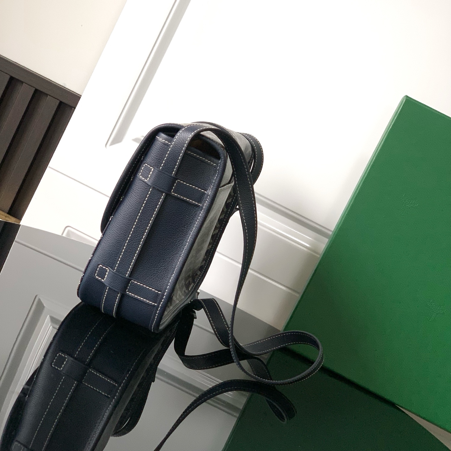 Goyard Navy Blue Goyardine Coated Canvas and Leather