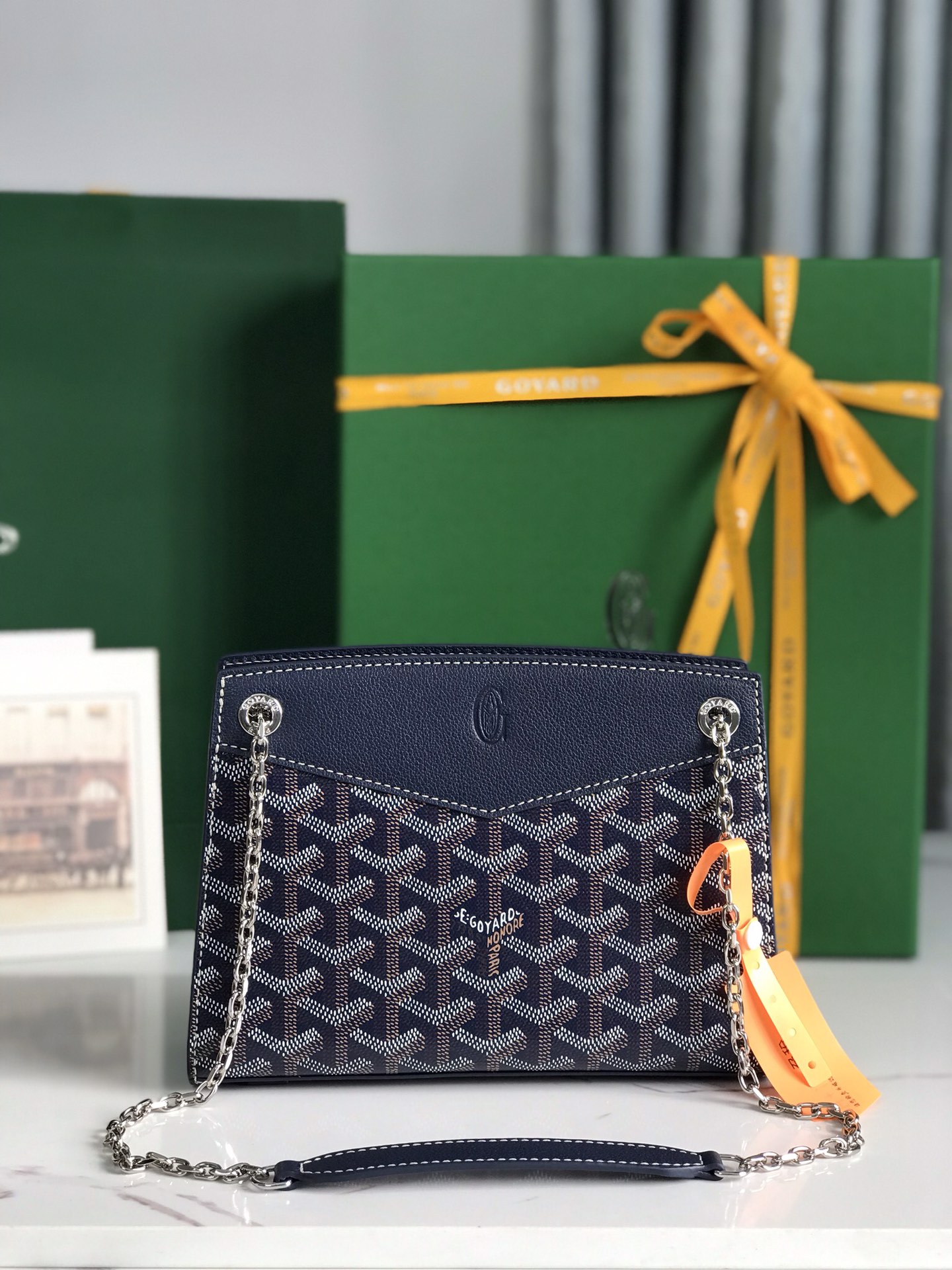 Goyard Navy Blue Rouette Structuré Mini Bag