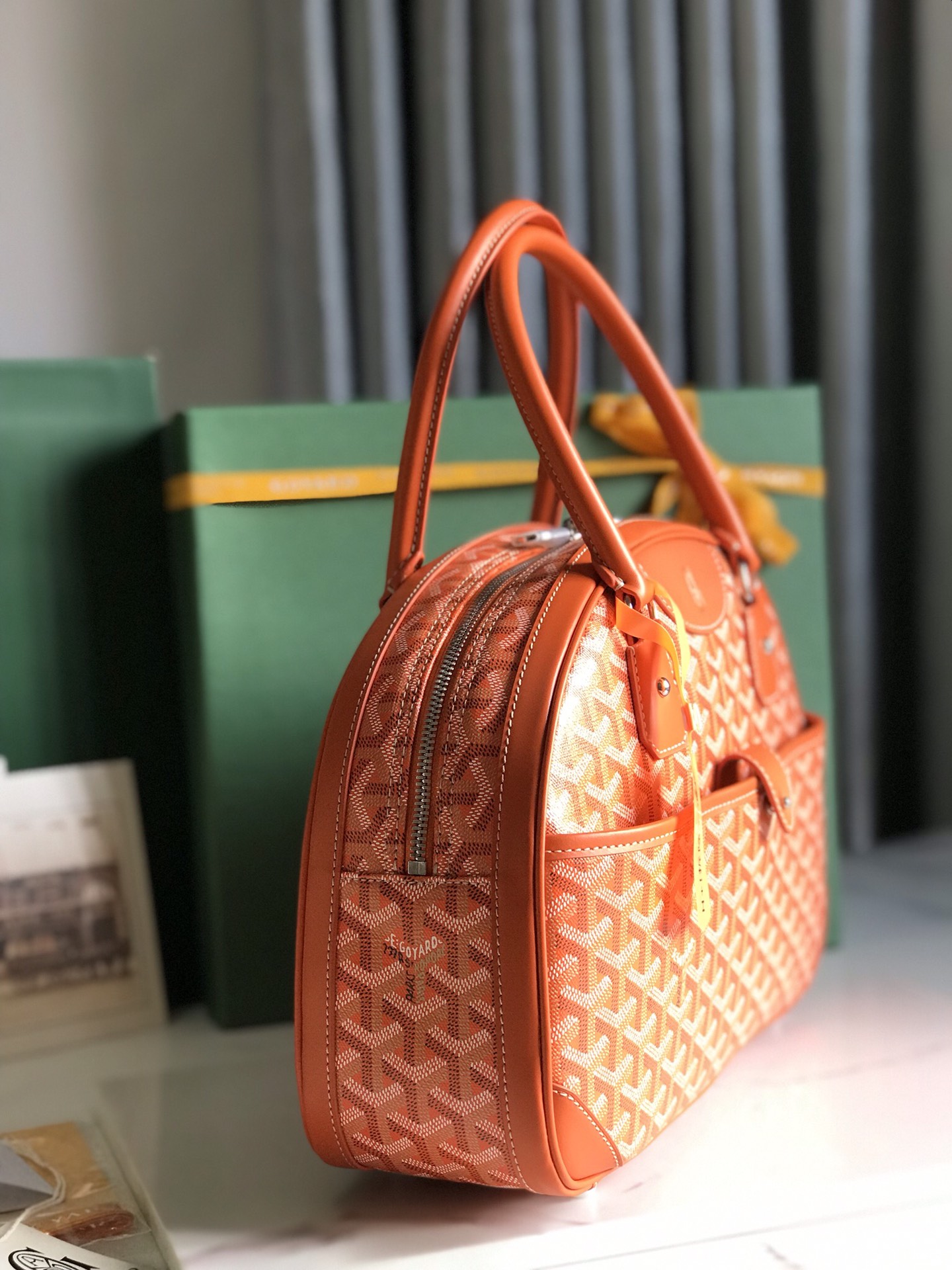 Goyard orange Chevron Print Coated Canvas St. Jeanne PM Bag | Yoogi's Closet