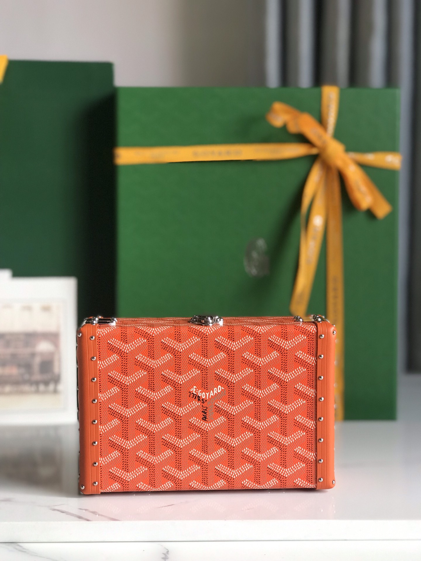 Goyard orange Coated Canvas and Leather Minaudiere