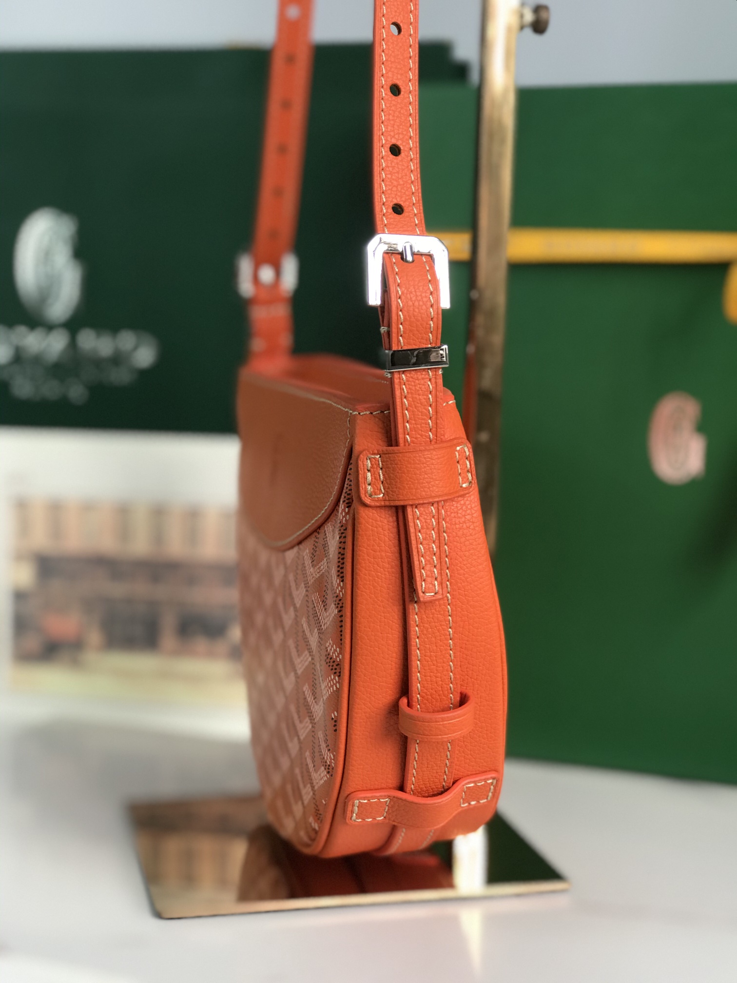 Goyard orange Goyardine Canvas And Chevroches Calfskin