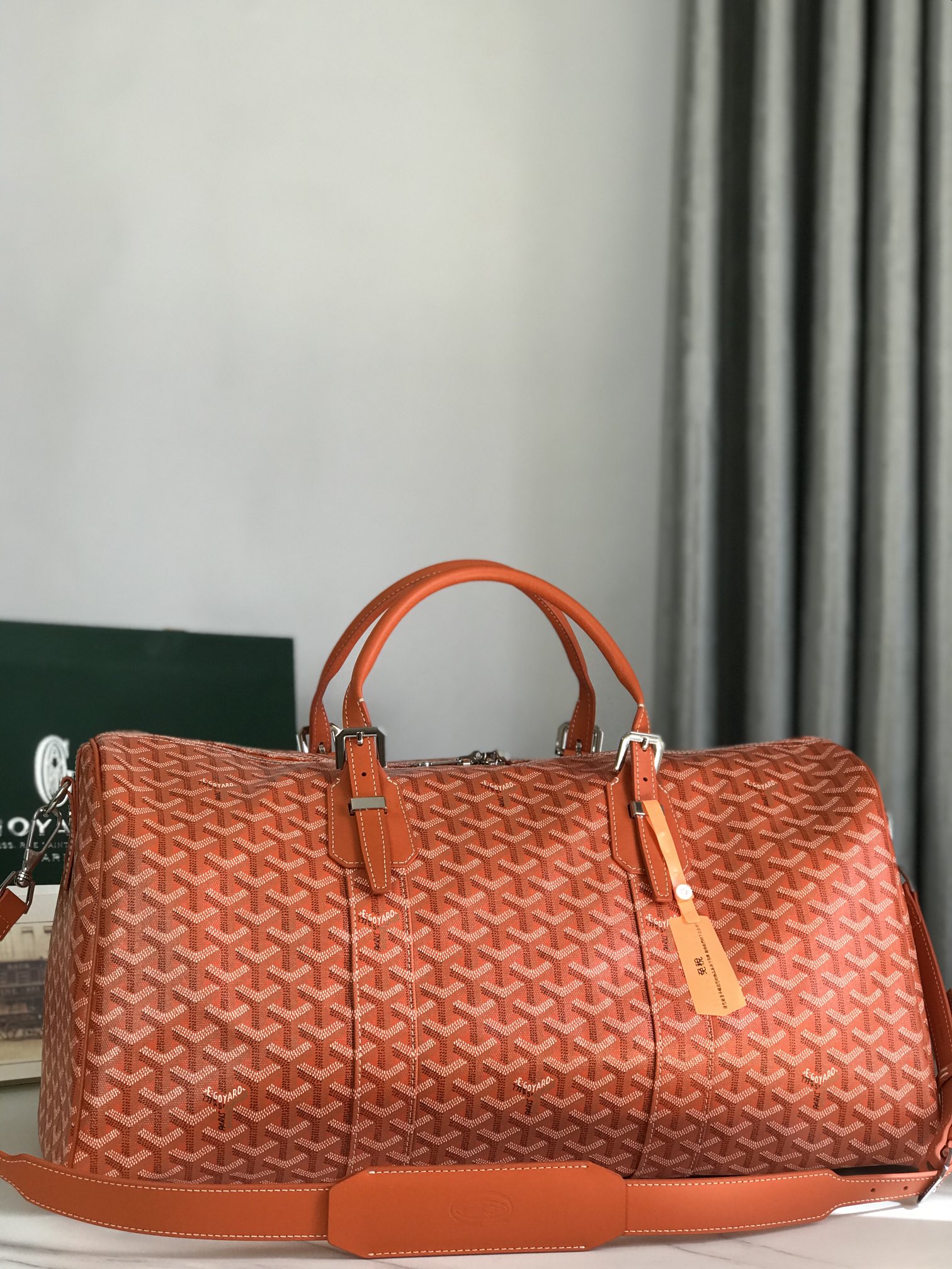 Goyard orange Goyardine Coated Canvas Croisjour 55 Boston Bag
