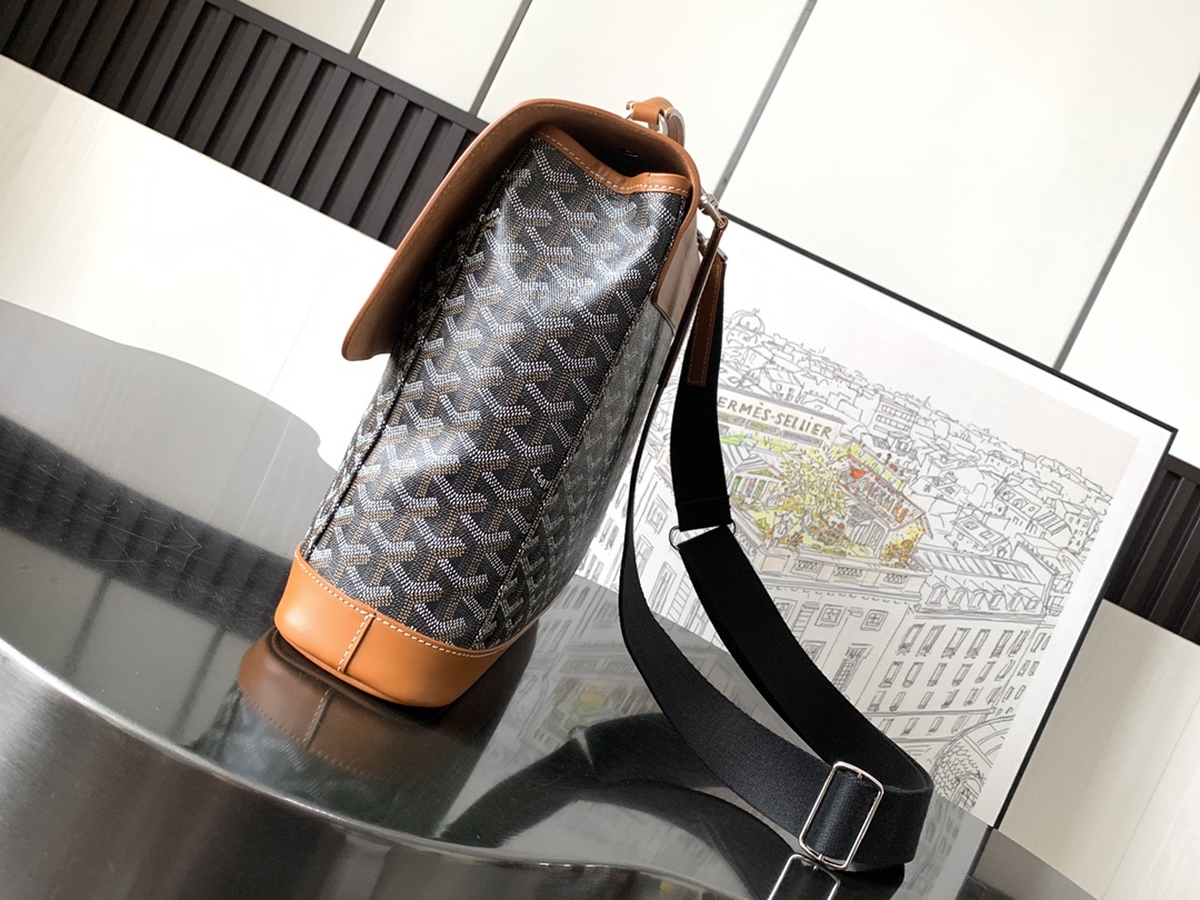 GOYARD Paris Brown Leather Monogram Attache Briefcase