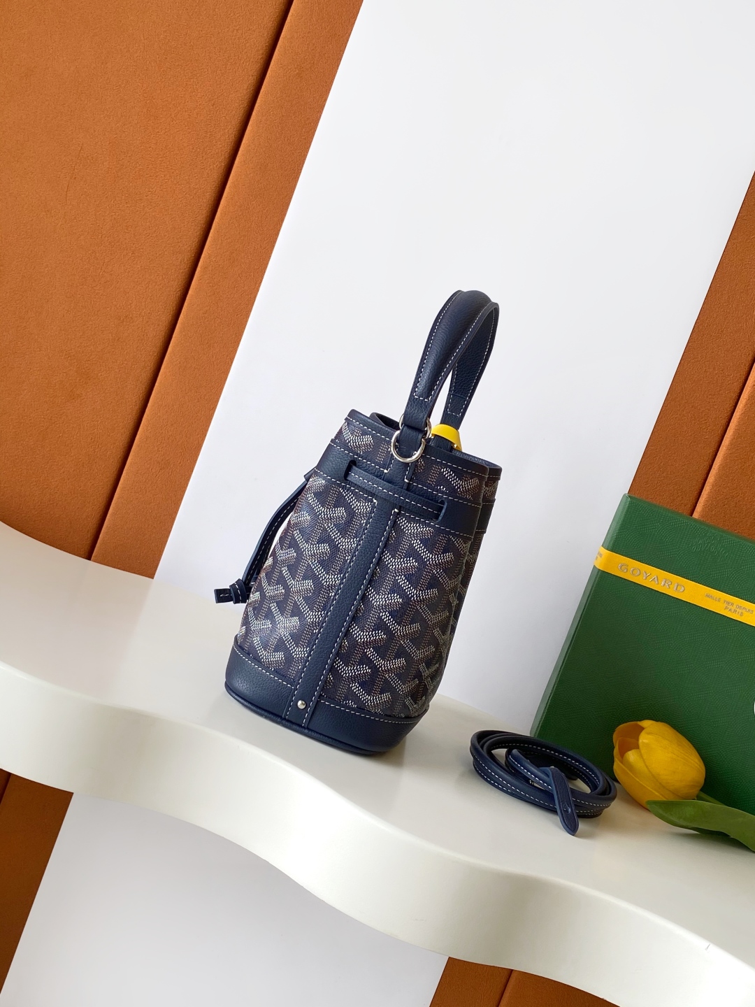 Goyard Petite Flot Bucket Bag Blue Tan 139758379
