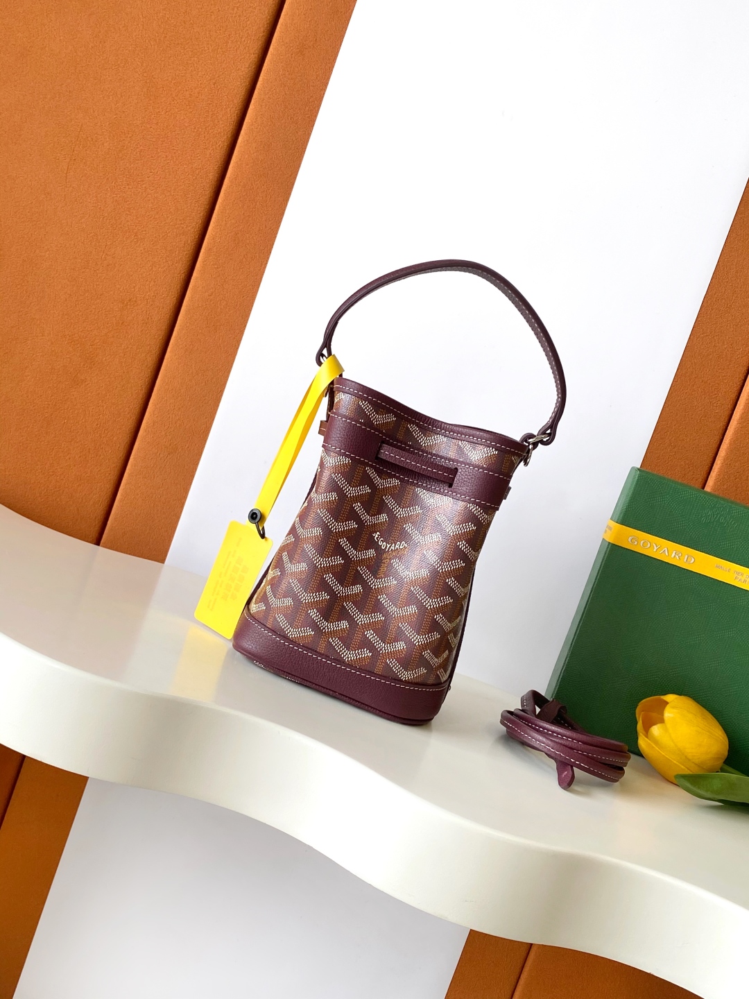 Goyard Petite Flot Bucket Bag Burgundy Tan 139758379