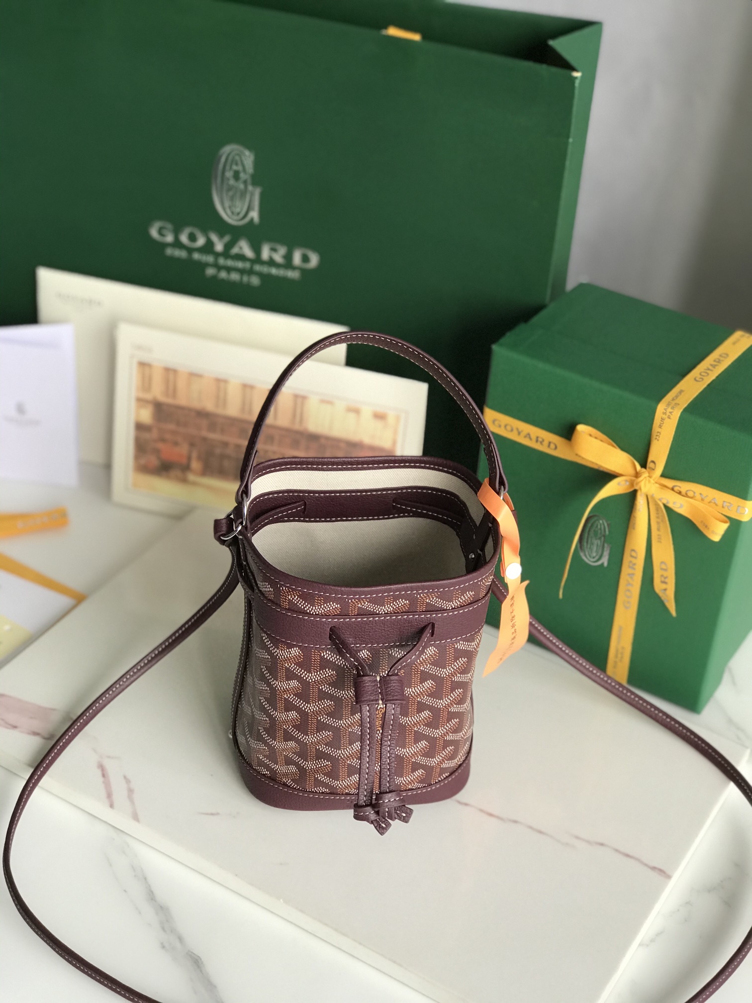 Goyard Petite Flot Bucket Bag BurgundyTan 139758379 |