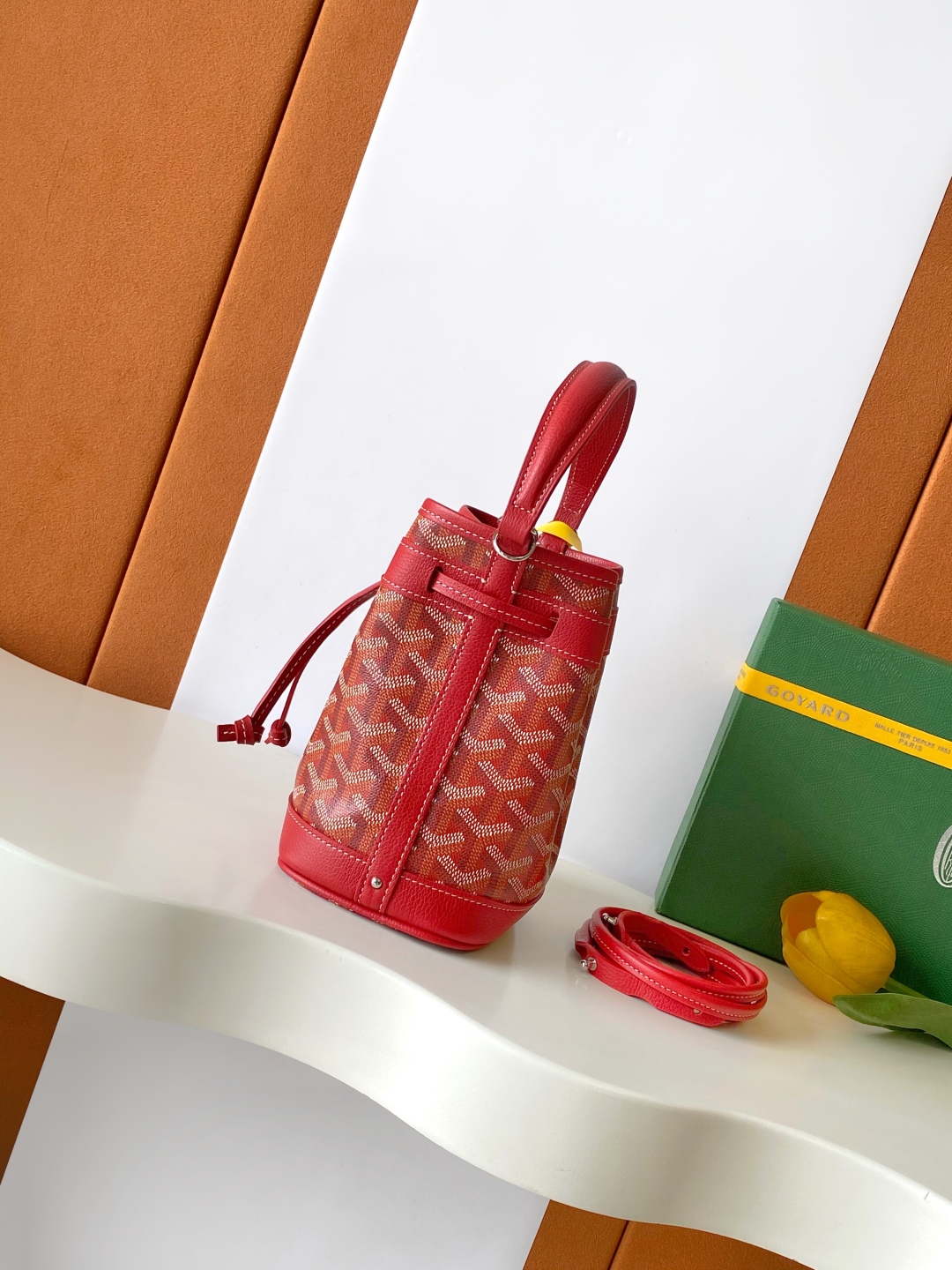 Goyard Petite Flot Bucket Bag red Tan 139758379