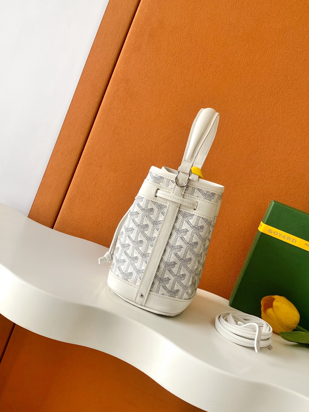 Goyard Petite Flot Bucket Bag white Tan 139758379