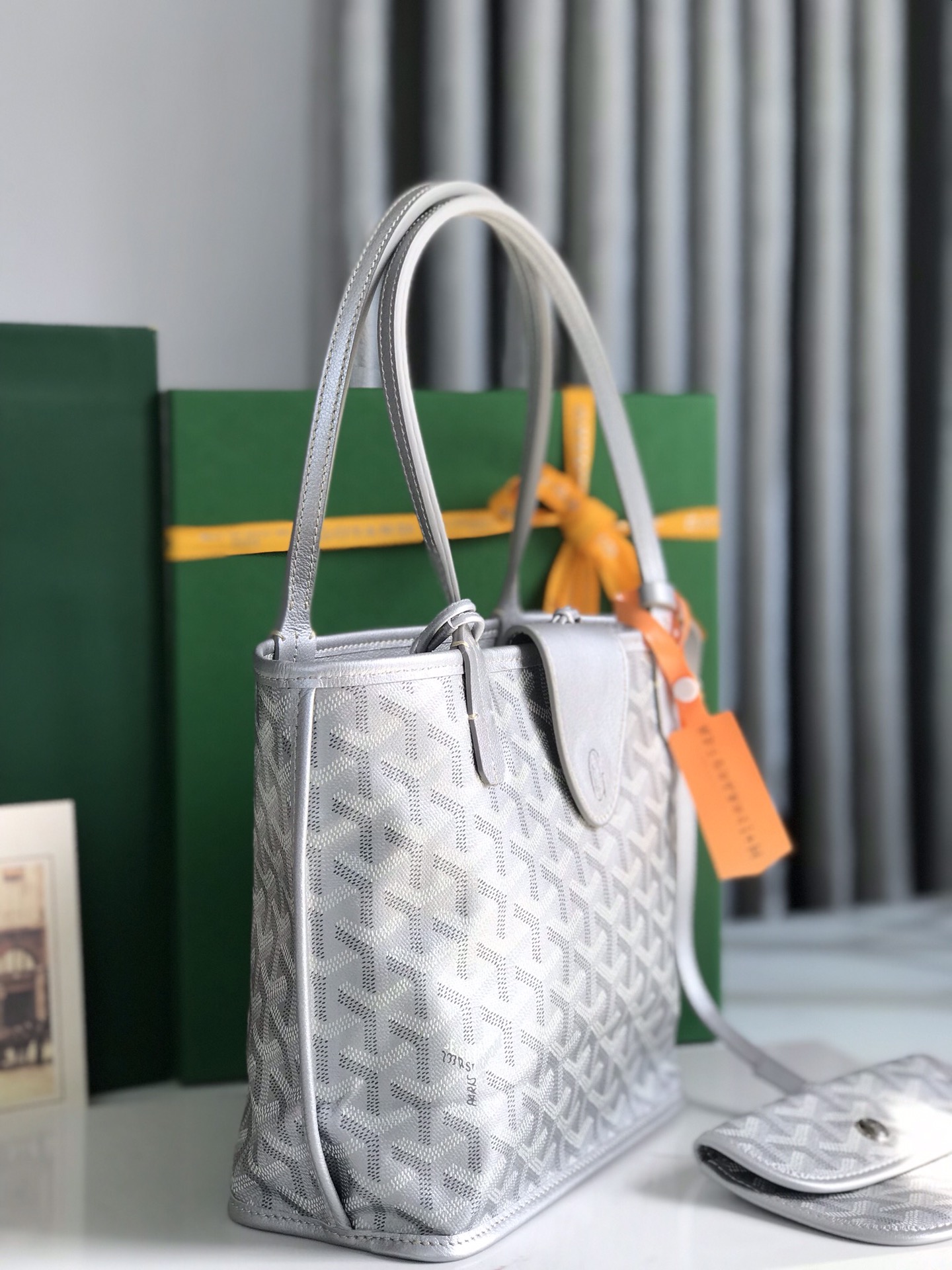 Goyard Precious Metals Goyardine Mini Anjou bag white gray