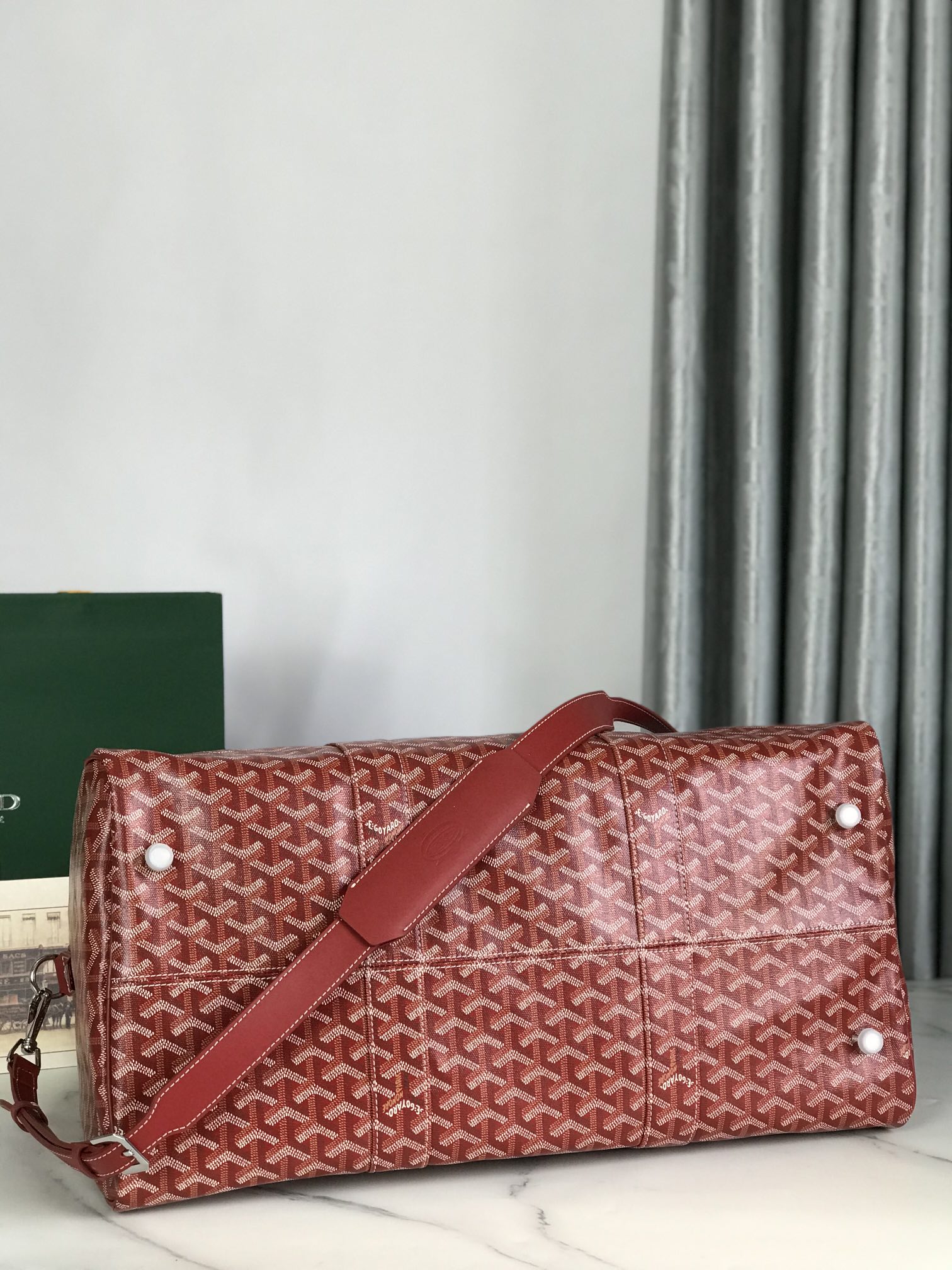 Goyard Red Goyardine Coated Canvas Croisjour 55 Boston Bag