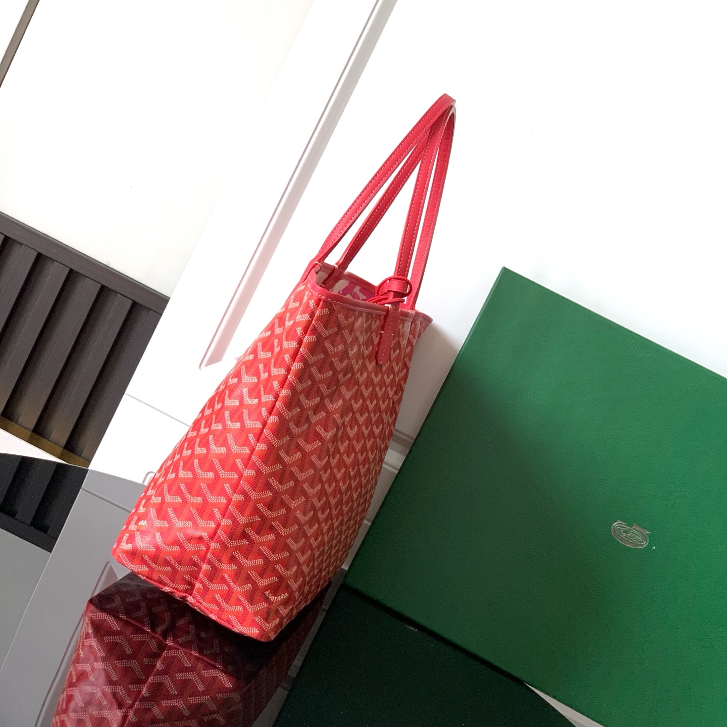 Goyard Red Goyardine Saint Louis PM Leather Cloth Pony