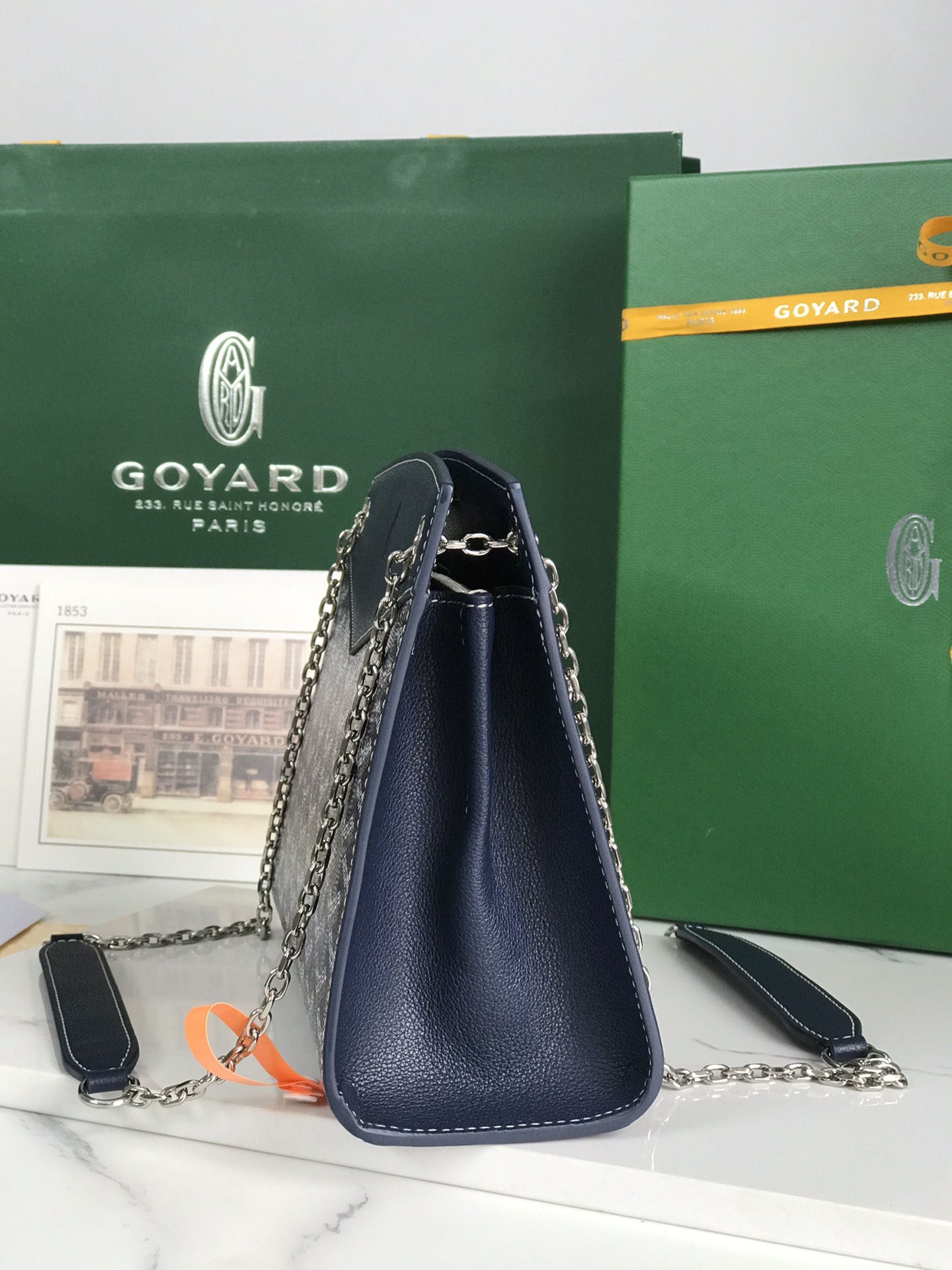 Goyard Rouette Structure Mini Shoulder Bag navy blue Tan
