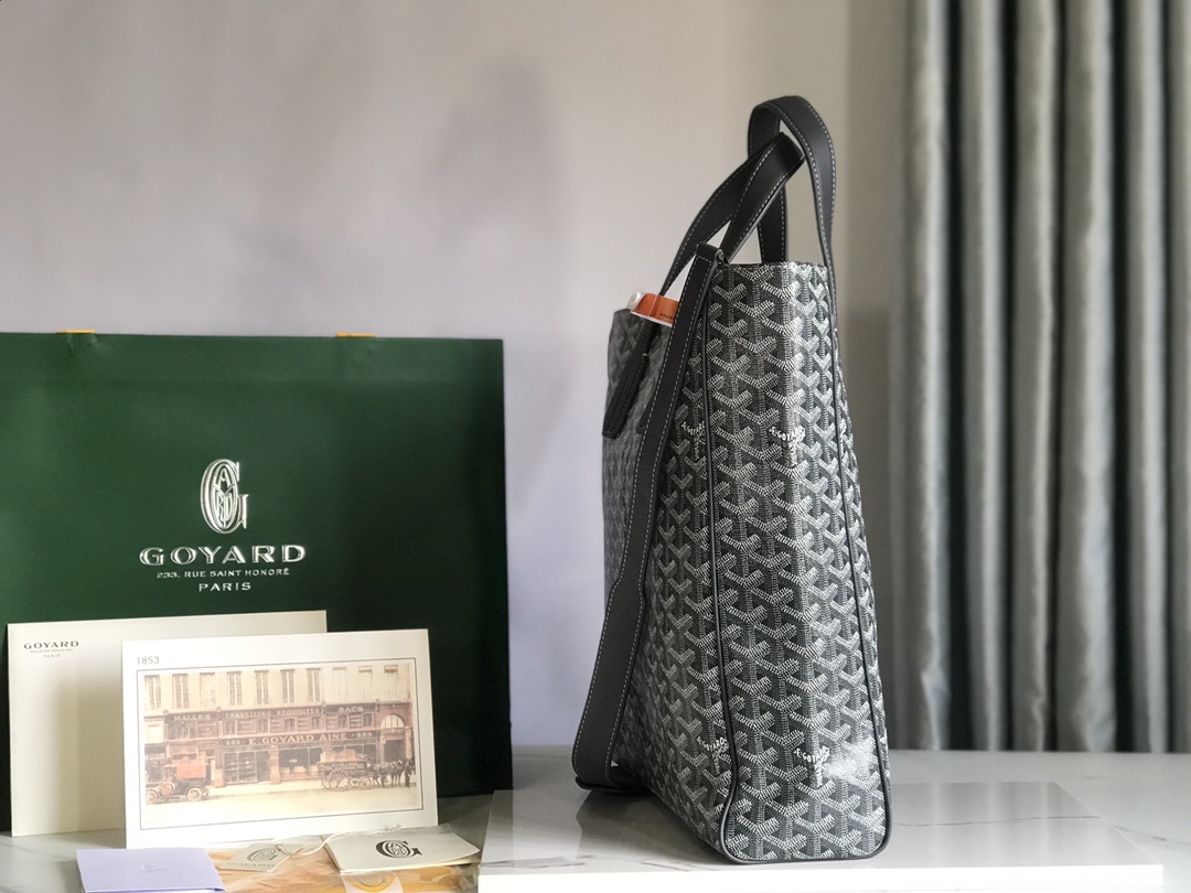Goyard Sac Voltaire Tote Bag Black Leather Cloth ref.1503675