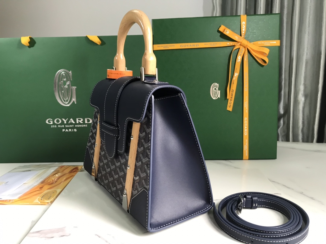 Goyard Saigon PM 2way Hand Shoulder Bag Beige Navy blue