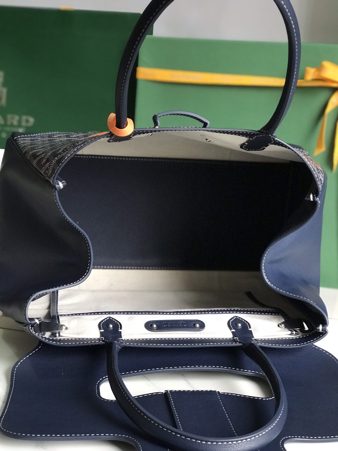 Goyard Saigon Tote Navy Blue Goyardine Canvas …